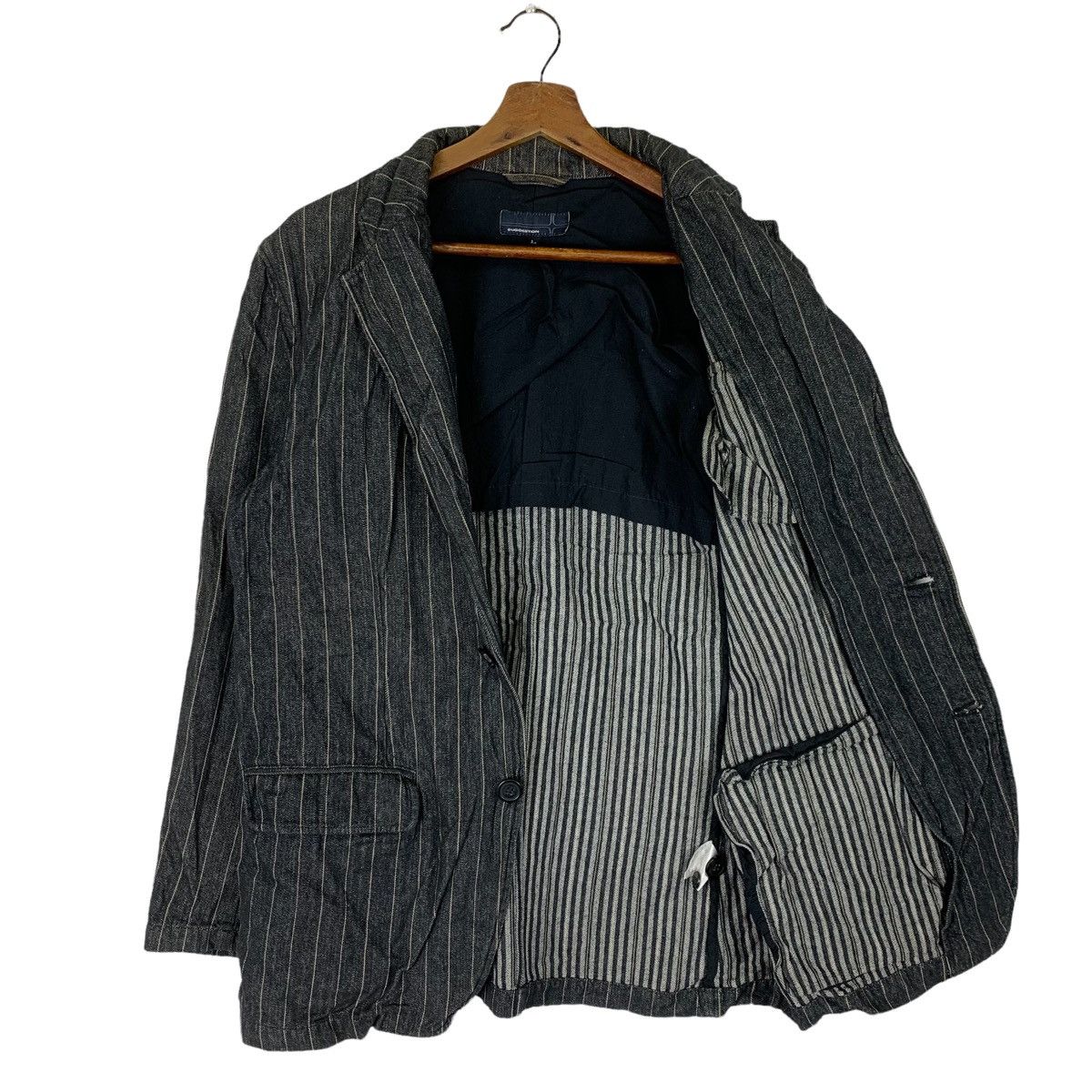 Japanese Brand Vintage 90s Suggestions Striped Blazer Coat Size US L / EU 52-54 / 3 - 5 Thumbnail