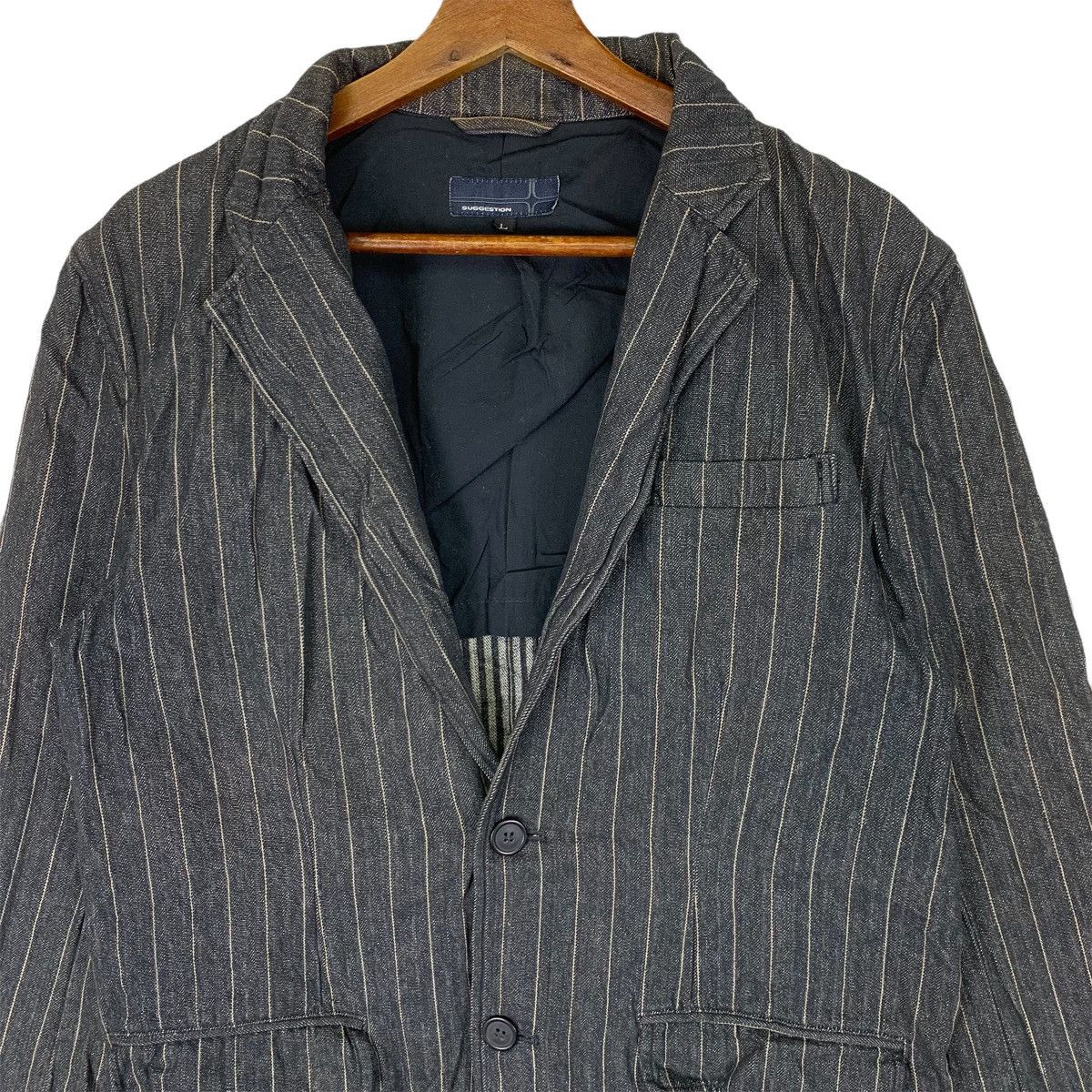 Japanese Brand Vintage 90s Suggestions Striped Blazer Coat Size US L / EU 52-54 / 3 - 2 Thumbnail