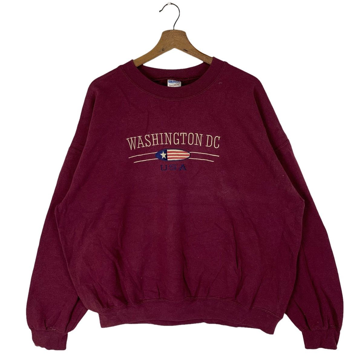 Gildan Vintage 90s Gildan Pullover Washington DC USA Crewneck Size US XL / EU 56 / 4 - 1 Thumbnail