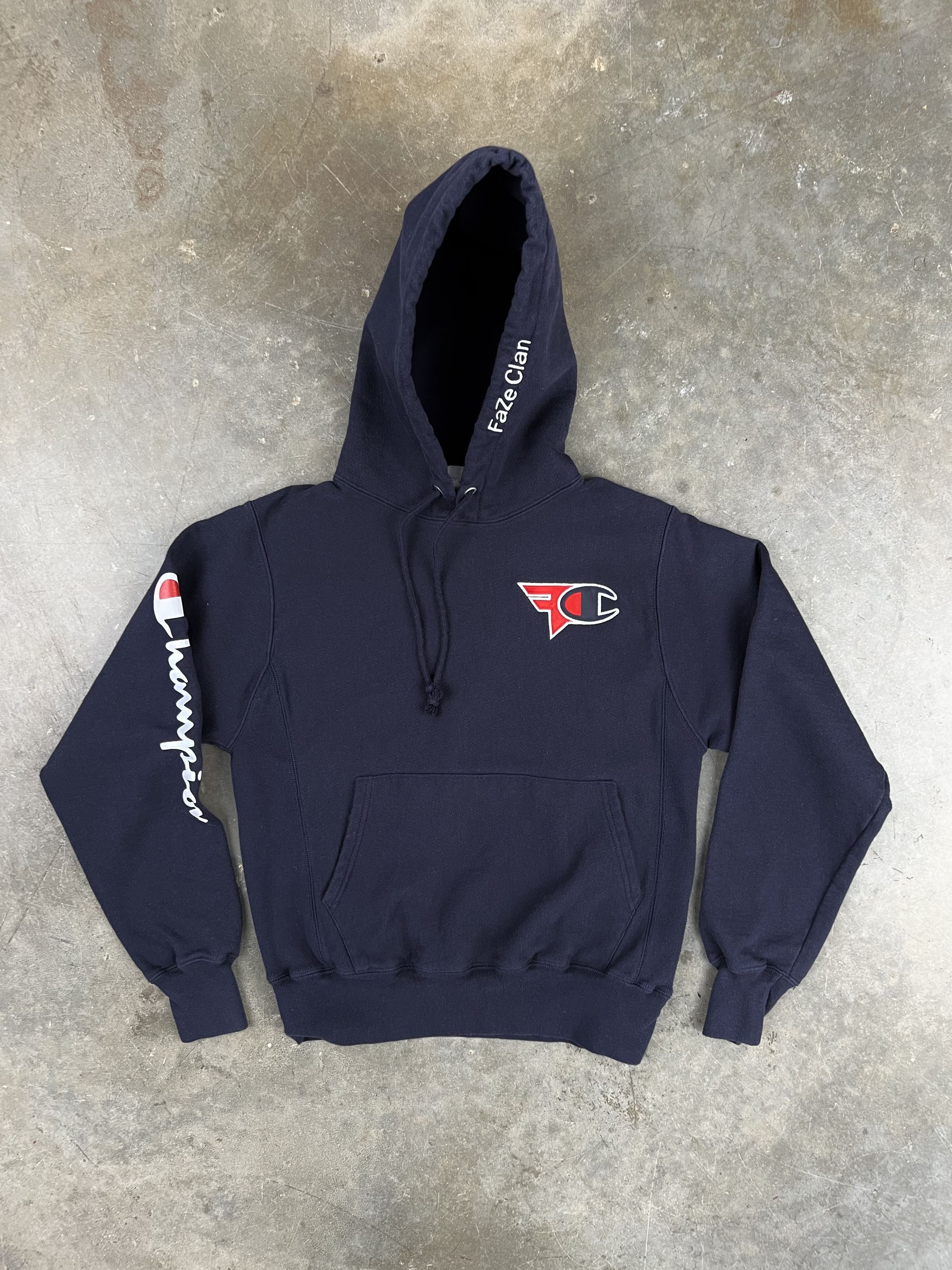 Champion Faze Faze x Champion Logo Hoodie Navy Small Lyrical Work Grailed