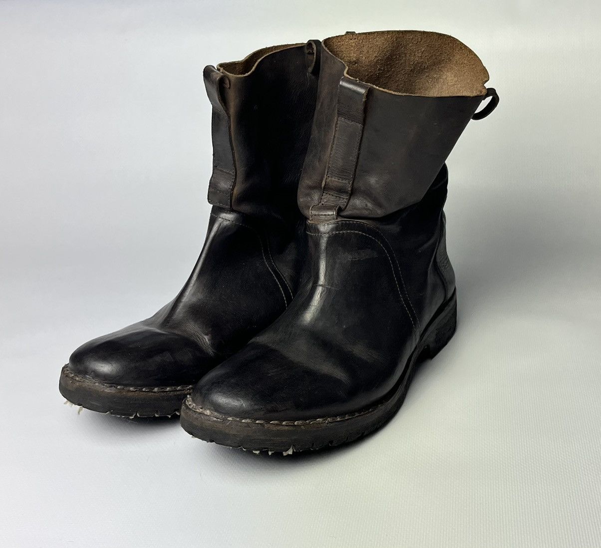 Diesel Rare Vintage leather diesel black gold boots 80s 90s Grailed