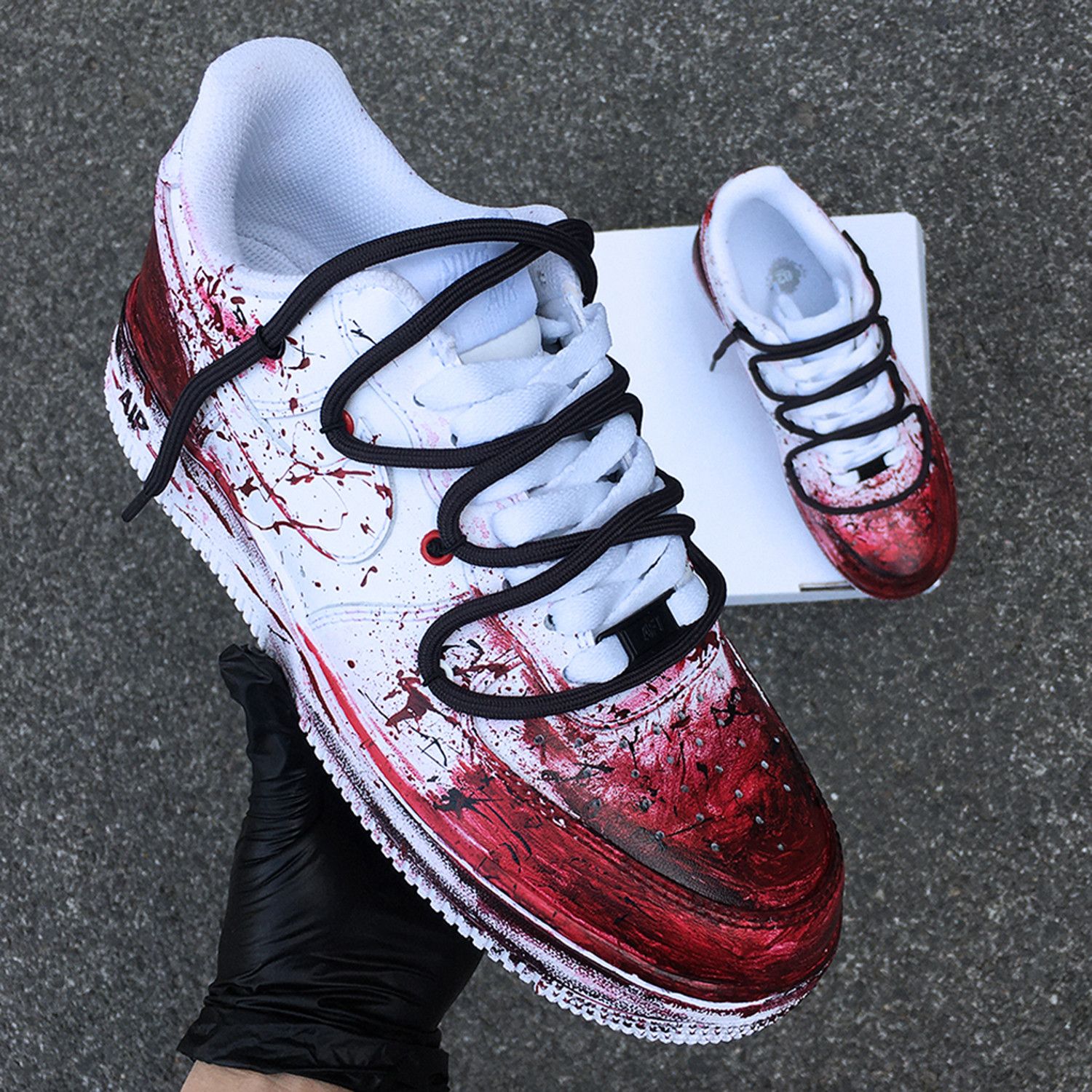 Air Force 1 Custom Sneakers Blood Drip Splatter Red Black White Shoes AF1 Shoes 10.5 Mens (12 Women's)