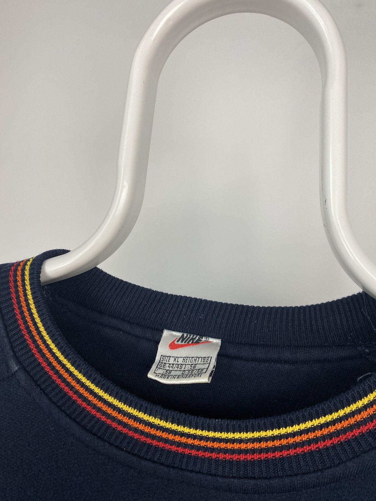 Nike × Vintage 90s Nike vintage black sweatshirt big central swoosh Size US XL / EU 56 / 4 - 3 Thumbnail