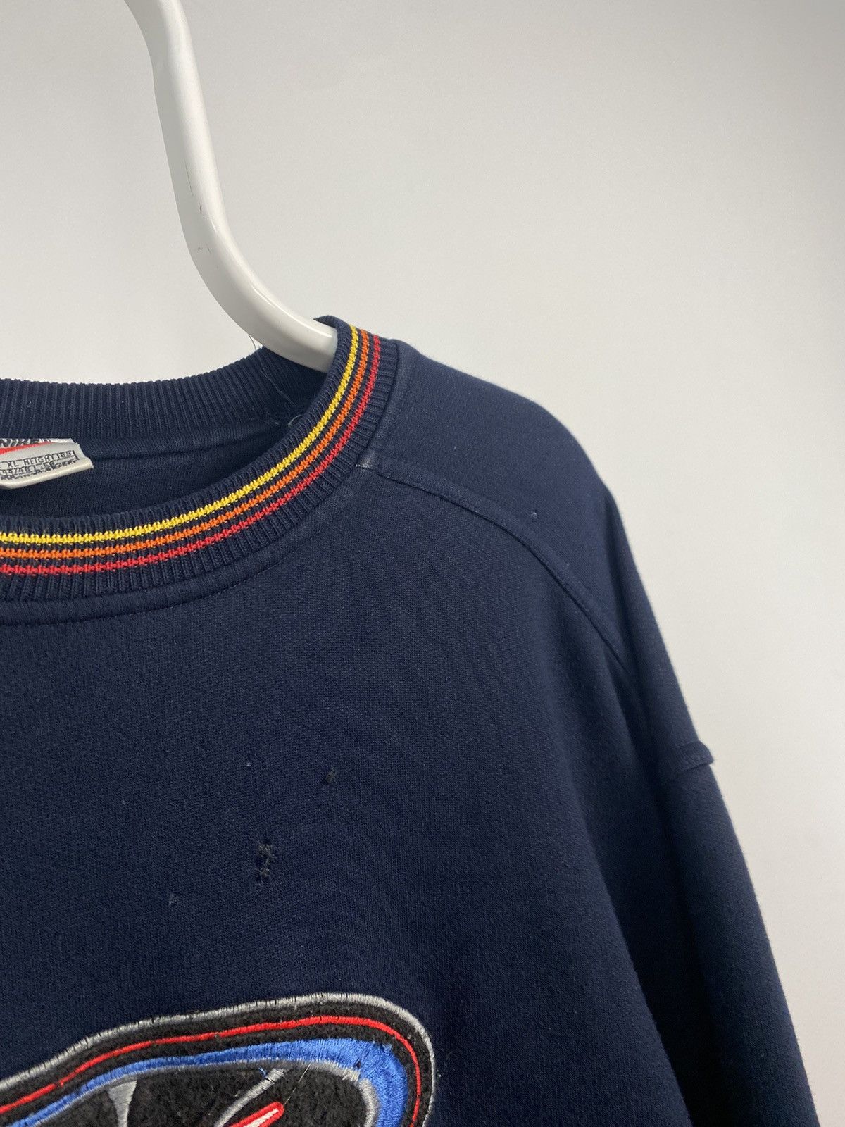 Nike × Vintage 90s Nike vintage black sweatshirt big central swoosh Size US XL / EU 56 / 4 - 4 Thumbnail