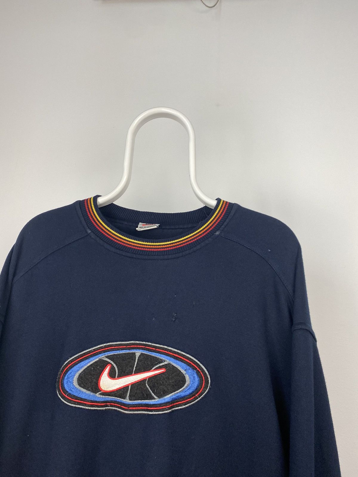 Nike × Vintage 90s Nike vintage black sweatshirt big central swoosh Size US XL / EU 56 / 4 - 2 Thumbnail