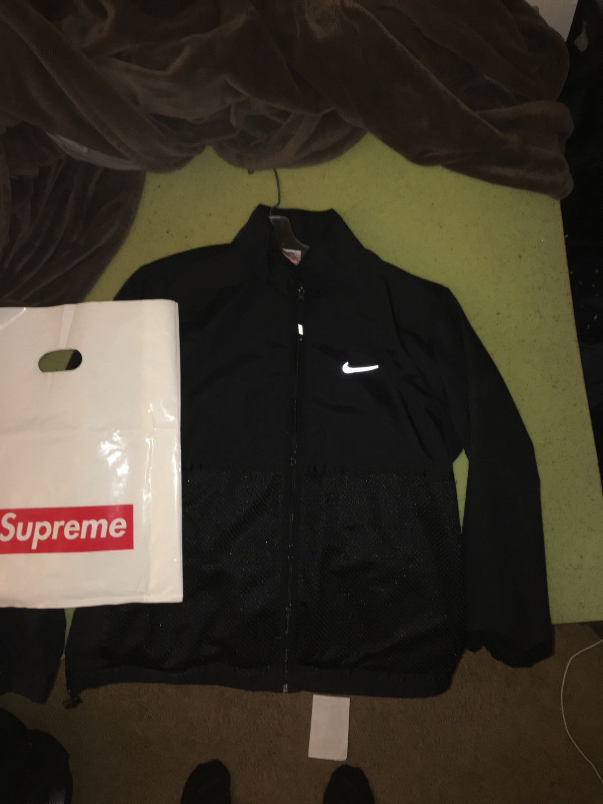 Supreme nike trail running jacket black deals
