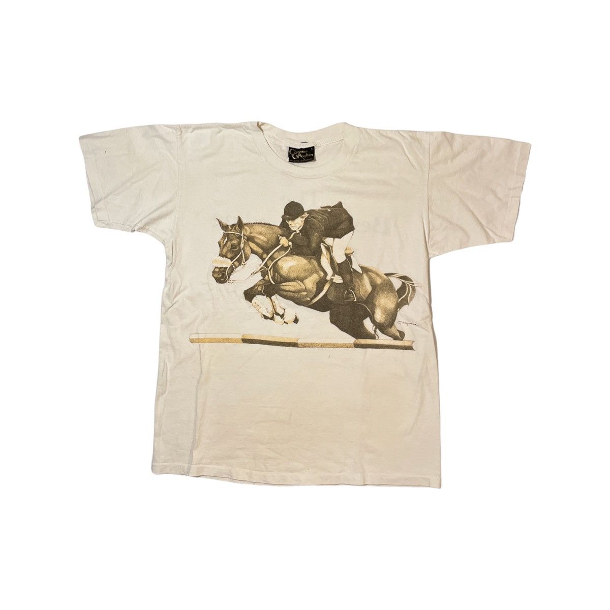 Vintage 90s Chapman Horse Racing Tee Size US L / EU 52-54 / 3 - 1 Thumbnail