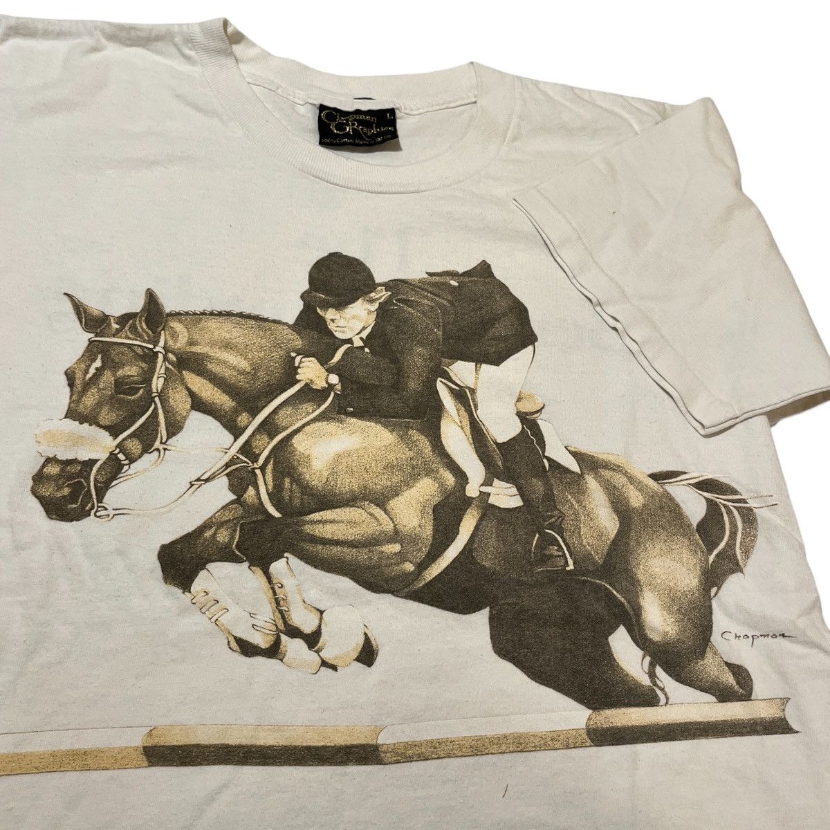 Vintage 90s Chapman Horse Racing Tee Size US L / EU 52-54 / 3 - 2 Thumbnail