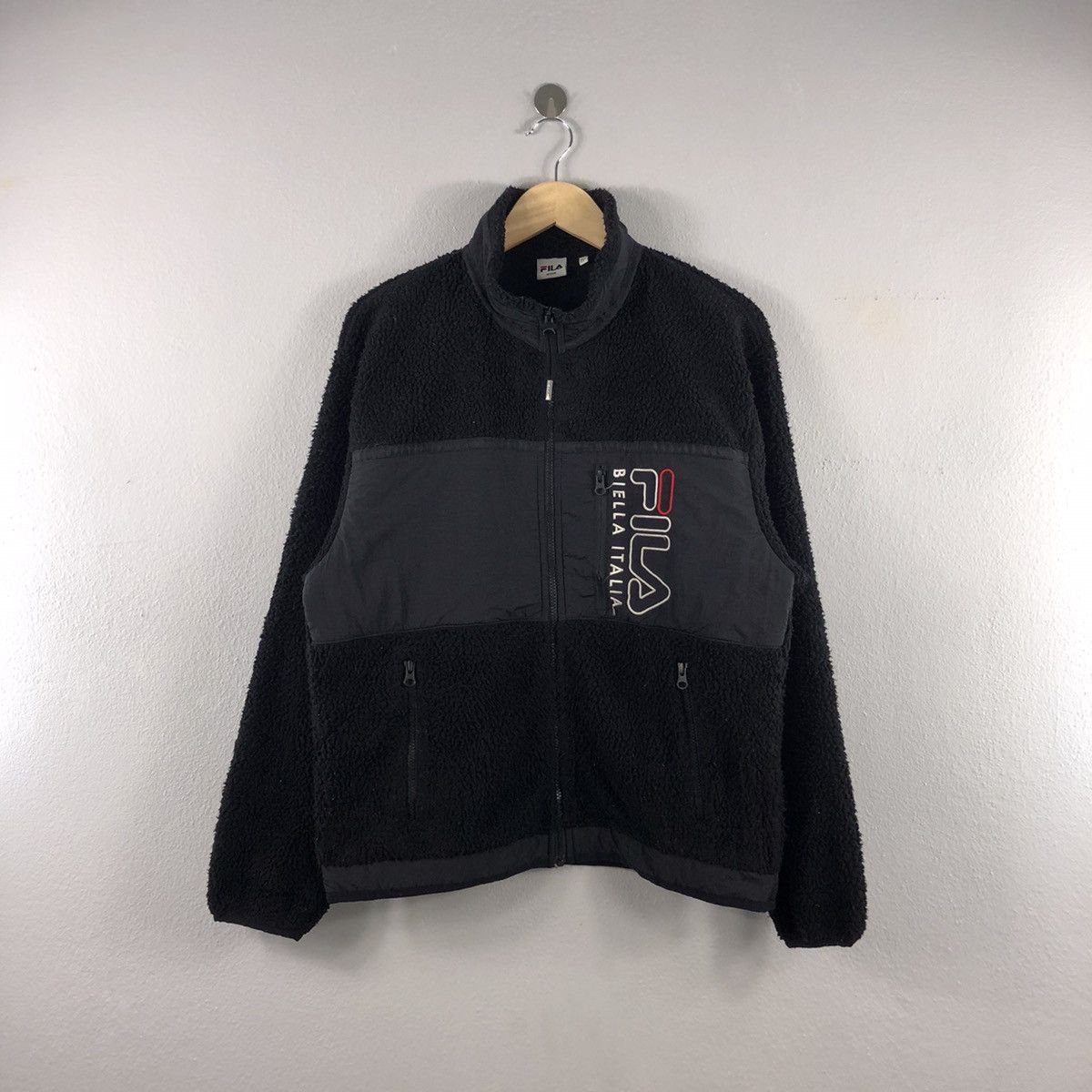 Fila Embroidered Bulky Fleece Light Outdoor Sweater Jacket