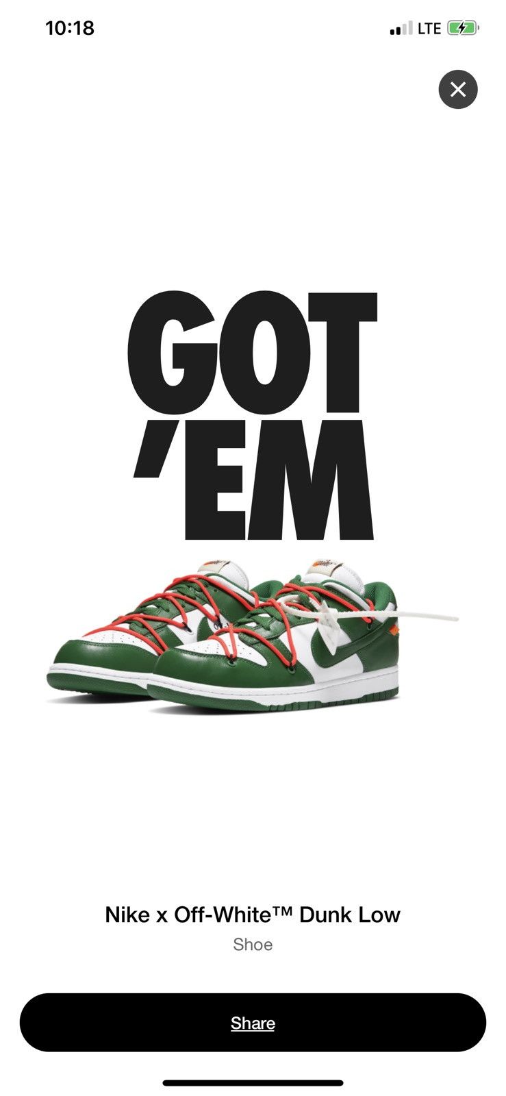 Nike × Off-White Dunk Low Pine Green Low 2019 Size US 12 / EU 45 - 9 Thumbnail