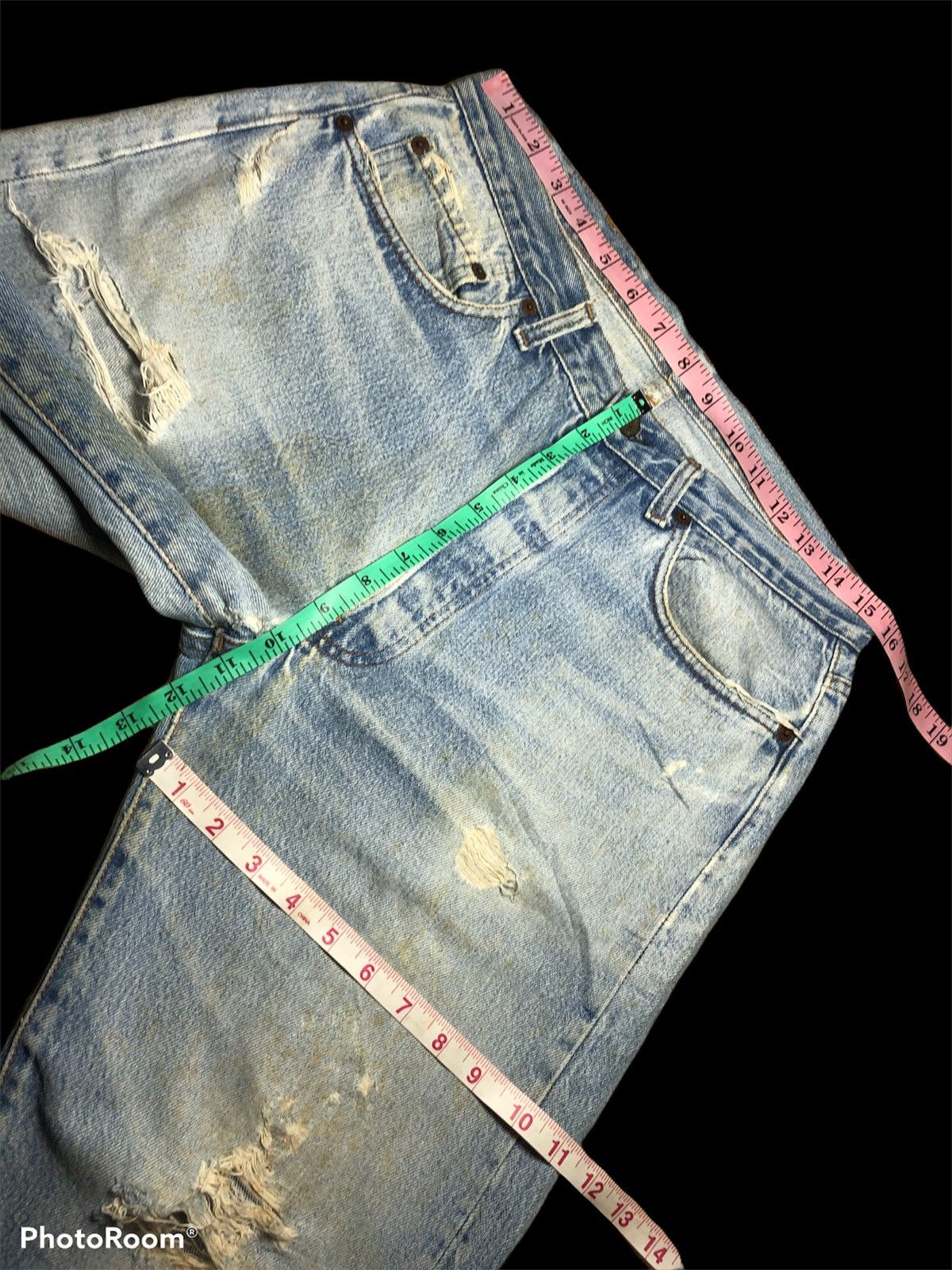 Levi's VTGE 80s Levis 501 DISTRESSED THRASHED DENIM Size US 31 - 12 Thumbnail