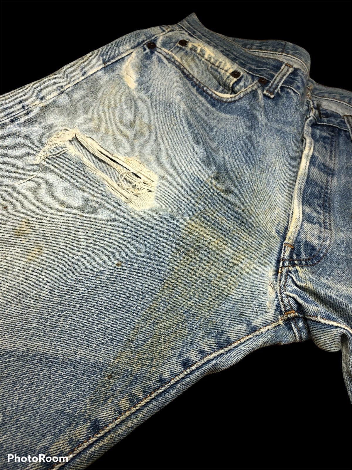 Levi's VTGE 80s Levis 501 DISTRESSED THRASHED DENIM Size US 31 - 5 Thumbnail