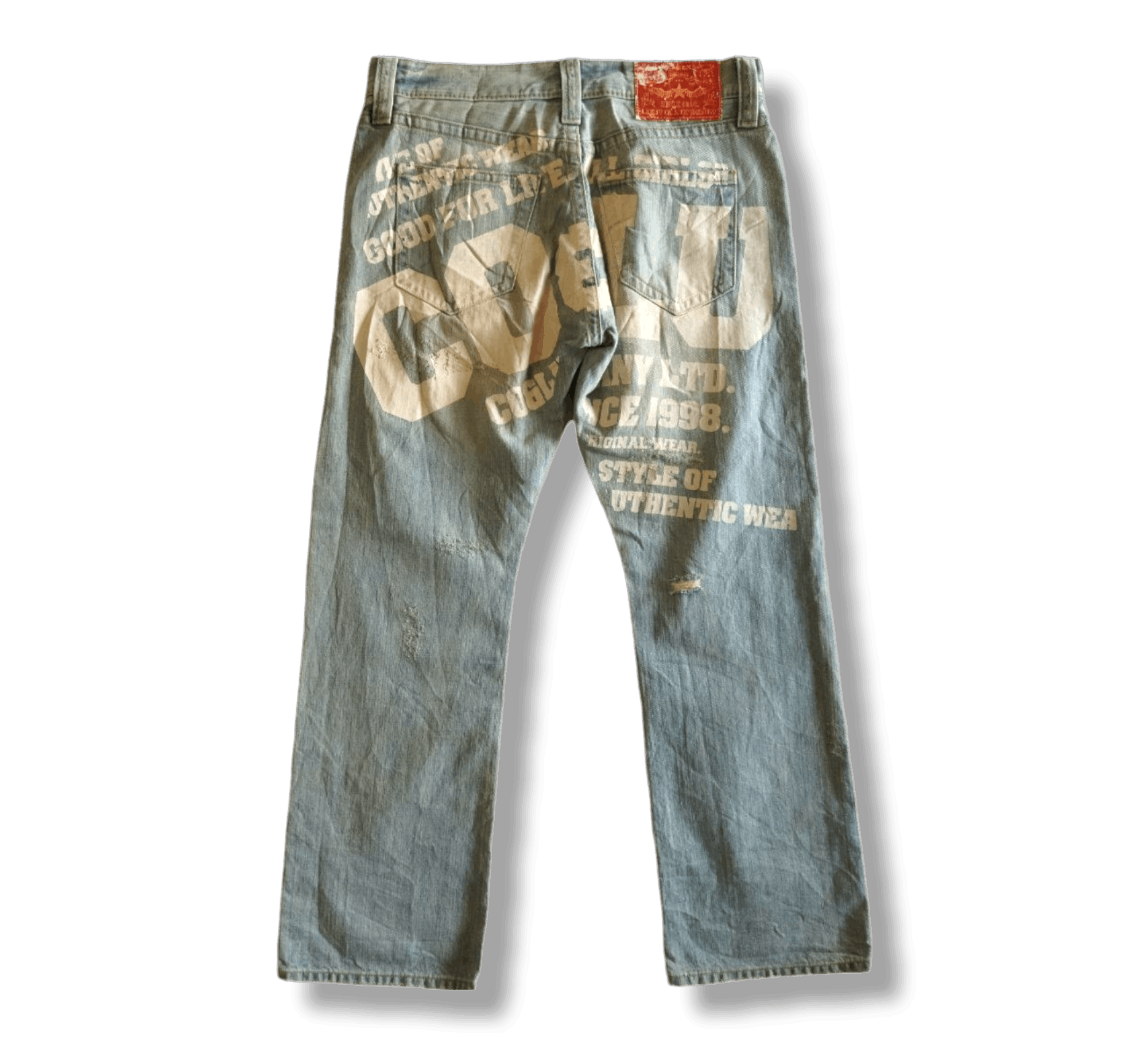 Japanese Brand Co & Lu Japan Distressed Jeans Size US 33 - 1 Thumbnail