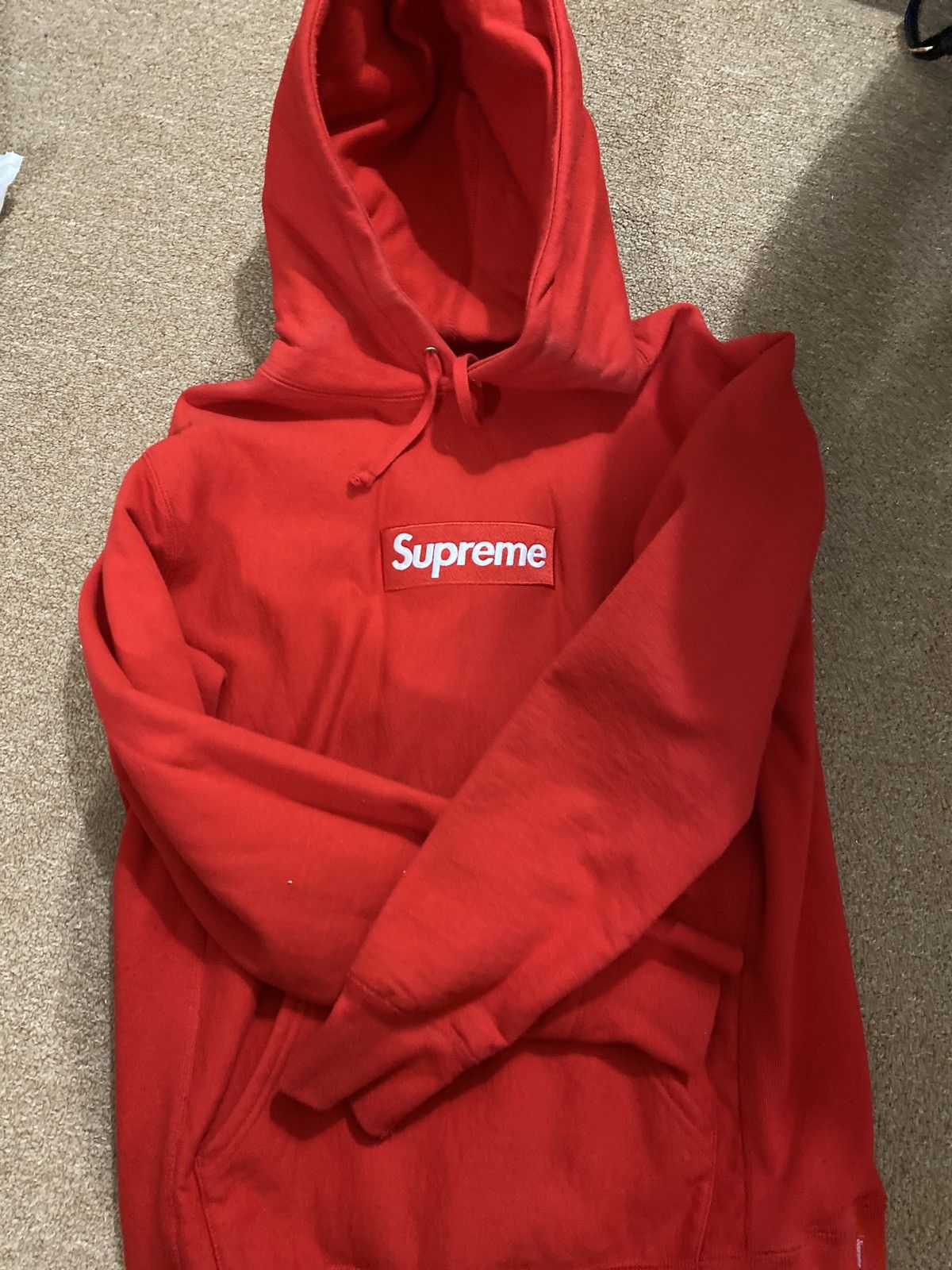 Red supreme hoodie medium box logo