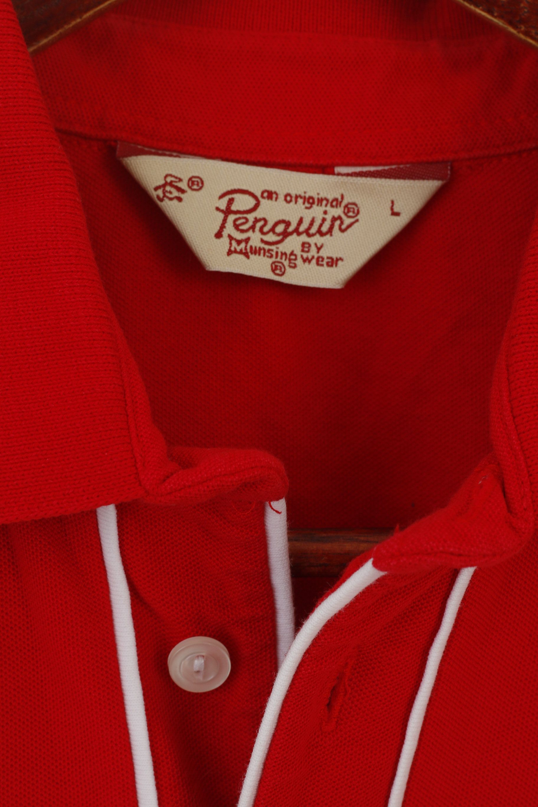 Original Penguin Penguin Men L (M) Polo Shirt Red Cotton Plain Top 7301 Size US L / EU 52-54 / 3 - 3 Thumbnail