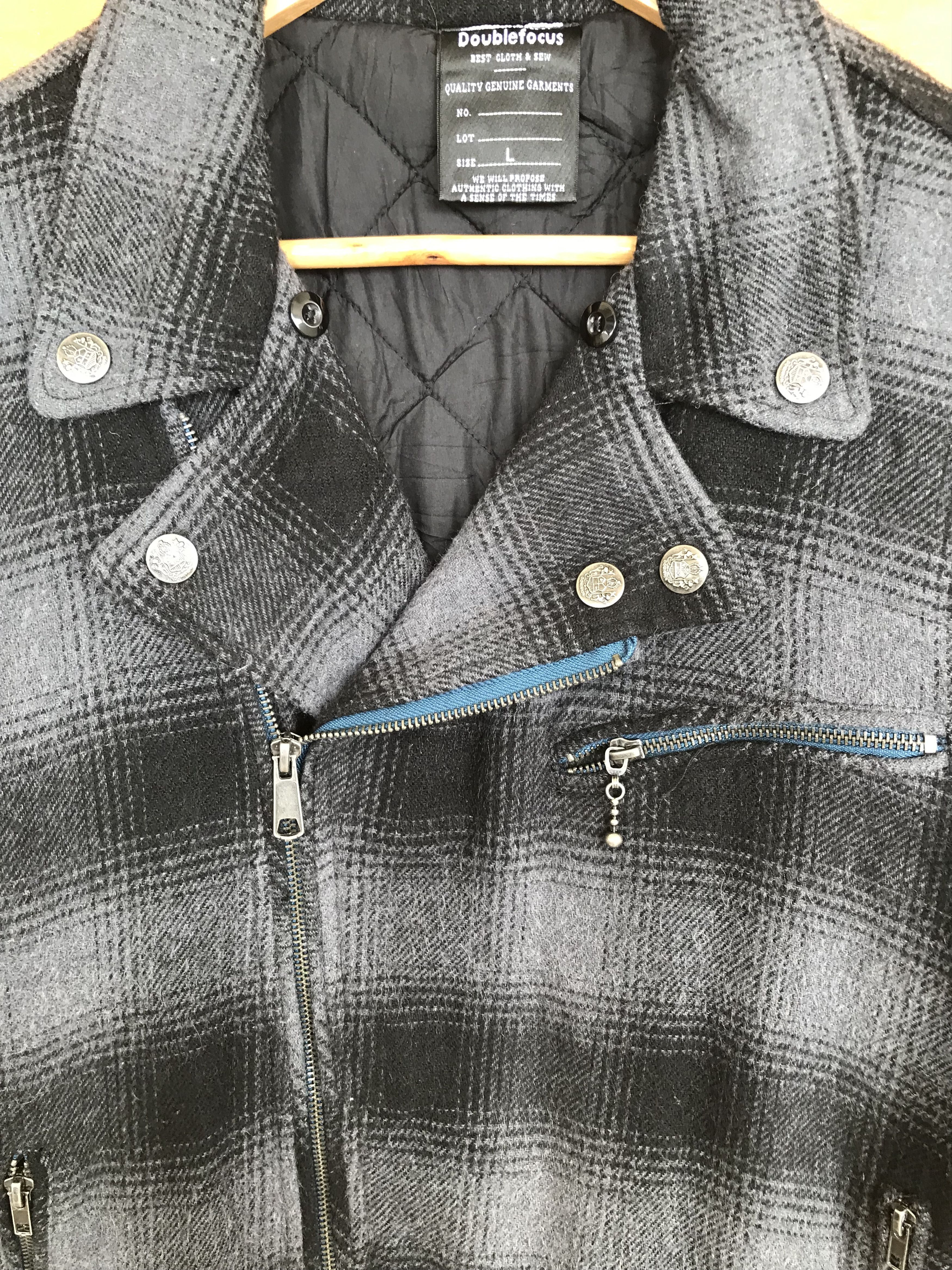 If Six Was Nine Japanese Brand DOUBLE FOCUS Wool Checkered Double Collar Size US M / EU 48-50 / 2 - 6 Thumbnail