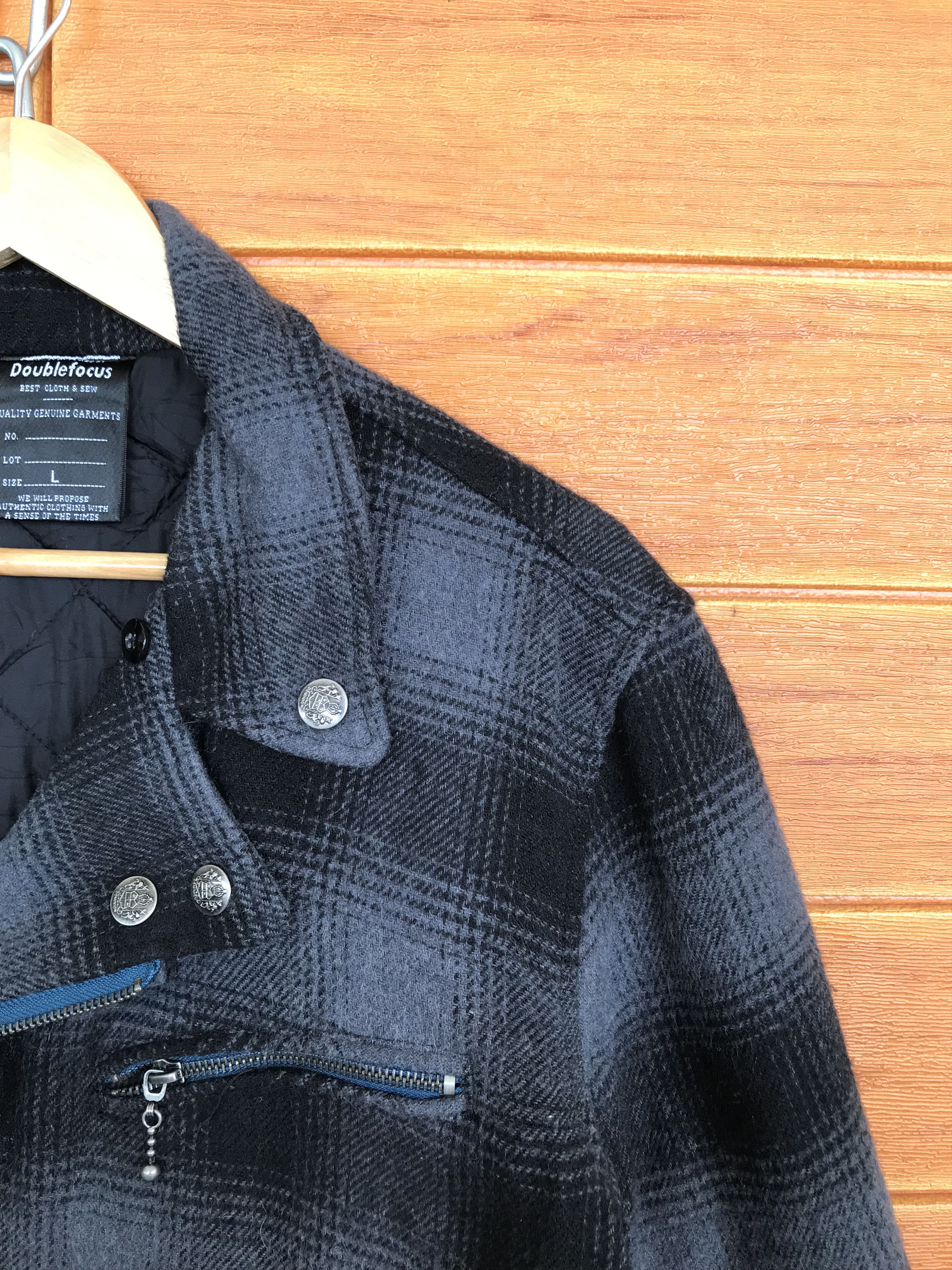 If Six Was Nine Japanese Brand DOUBLE FOCUS Wool Checkered Double Collar Size US M / EU 48-50 / 2 - 3 Thumbnail