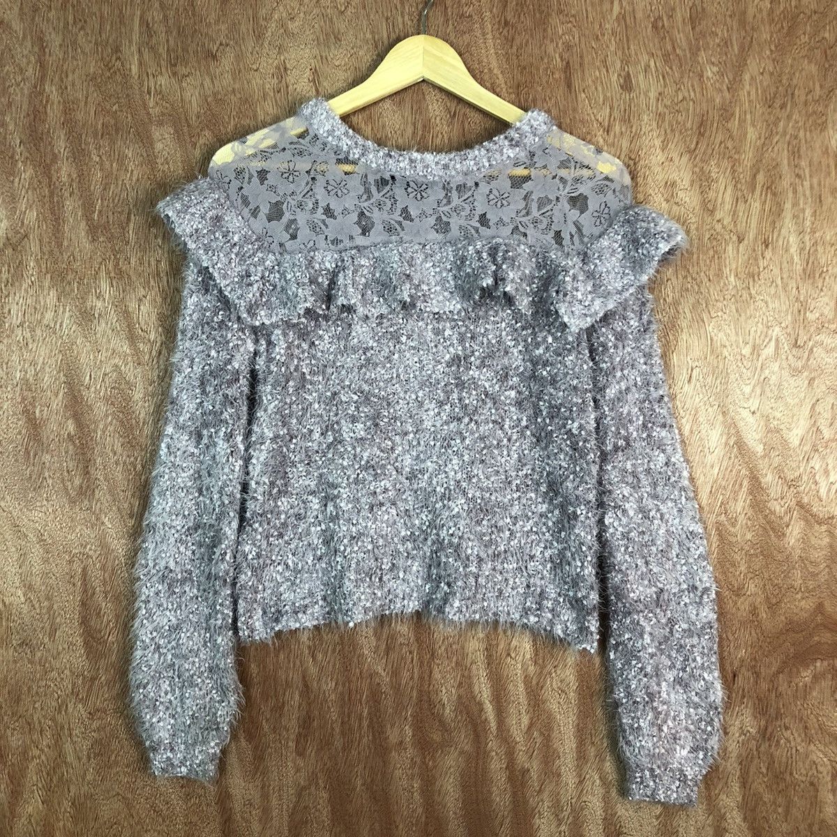 image of Homespun Knitwear x Hot Mess W Closet Purple Mohair Shag Shaggy Knitwear, Men's (Size Small)