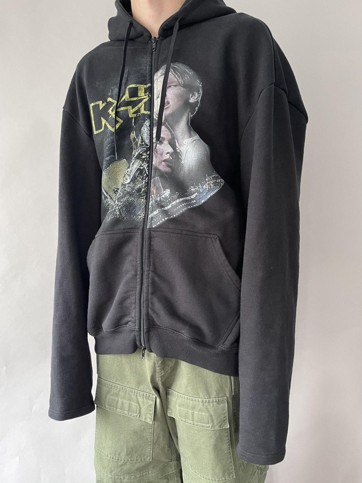 Vetements Oversized Titanic Print Cotton Zip Up Hoodie In Black Grailed
