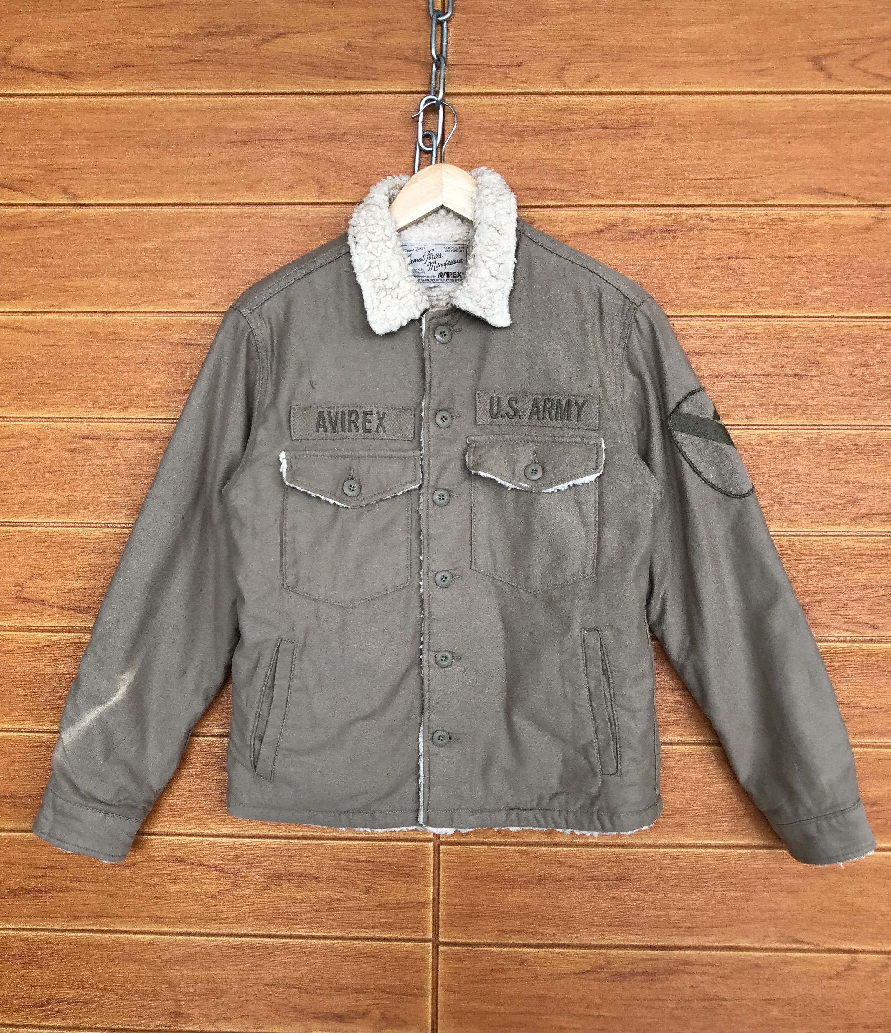 Vintage U.S.Army AVIREX Sherpa Lined Denim Shirt - BROWN