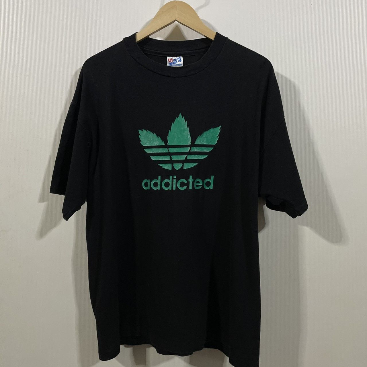 Adidas 90s Addicted Marijuana single stitch Parody tee ripoff weed ...