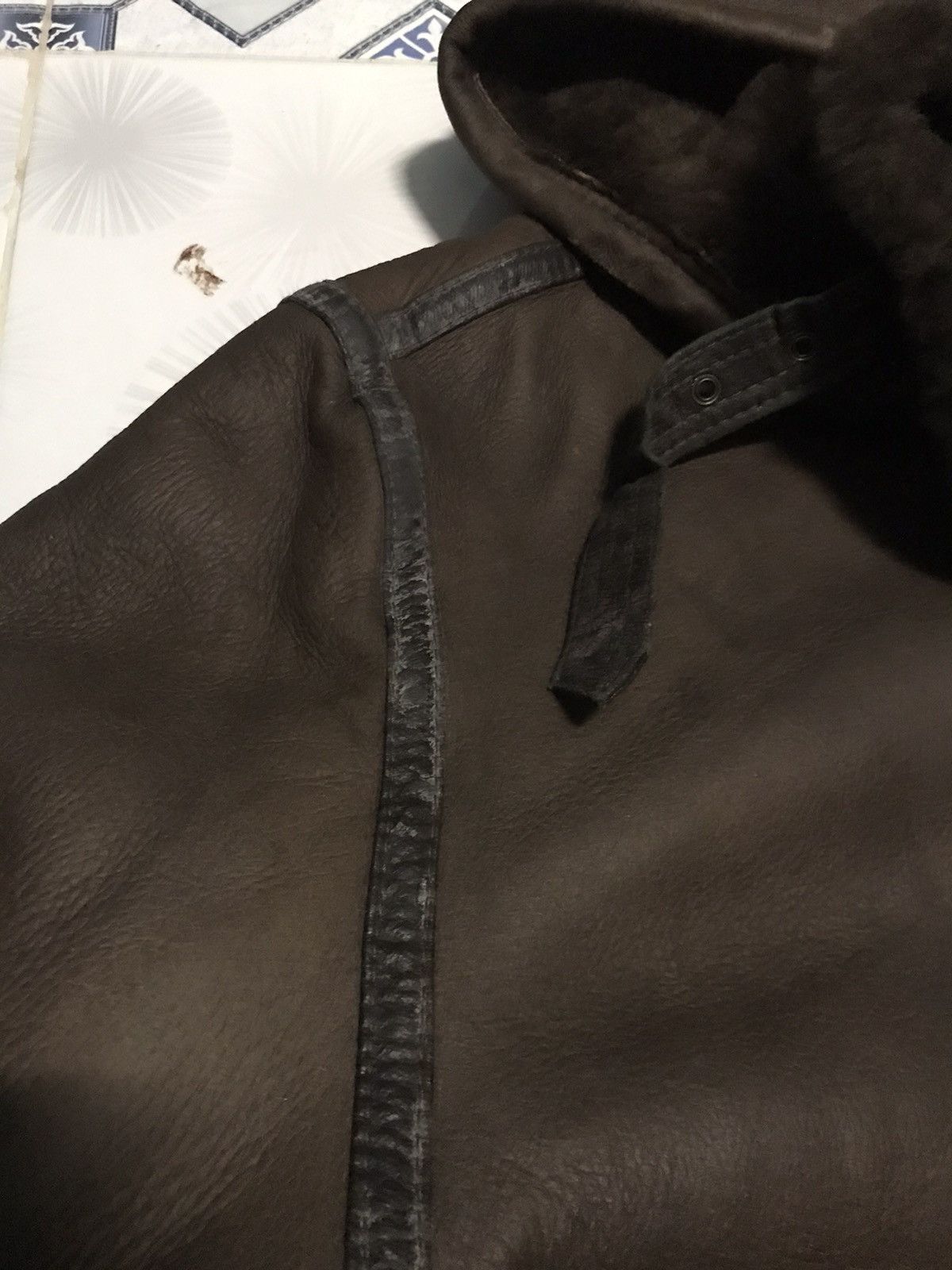 Genuine Leather Vintage Sheepskin Shearling Coat With Hoodie Size US L / EU 52-54 / 3 - 8 Thumbnail