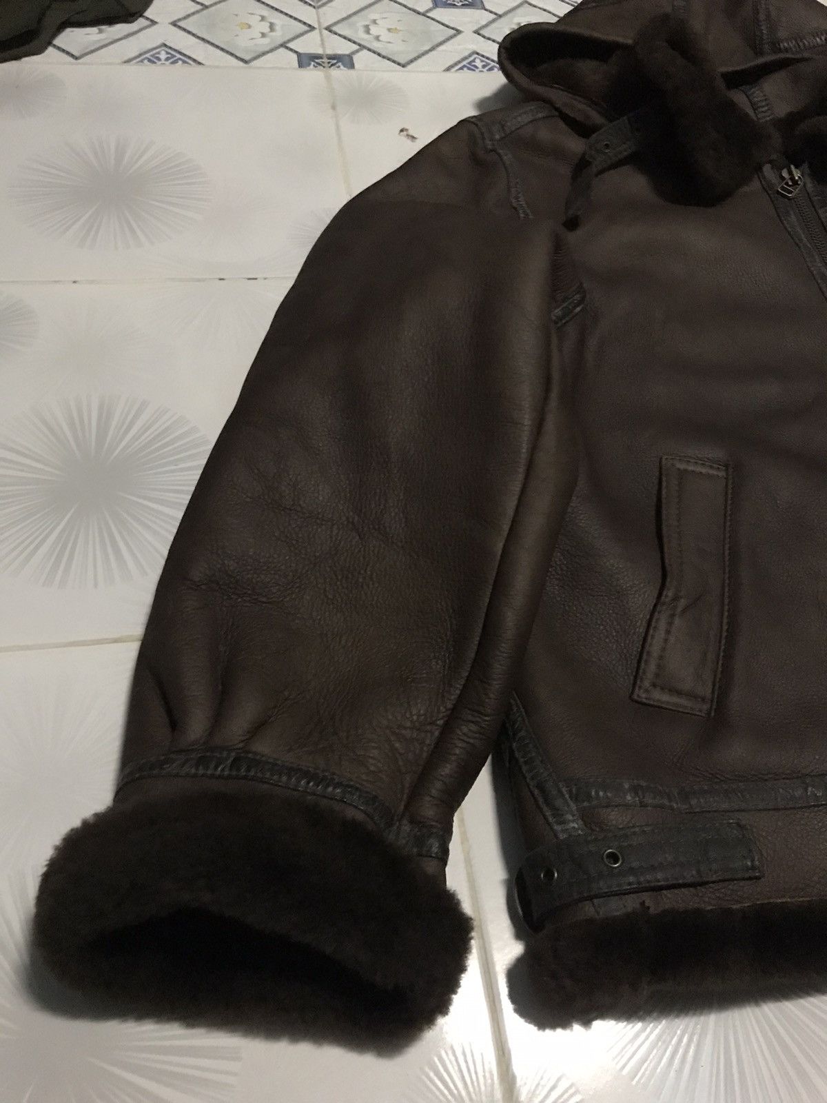 Genuine Leather Vintage Sheepskin Shearling Coat With Hoodie Size US L / EU 52-54 / 3 - 7 Thumbnail