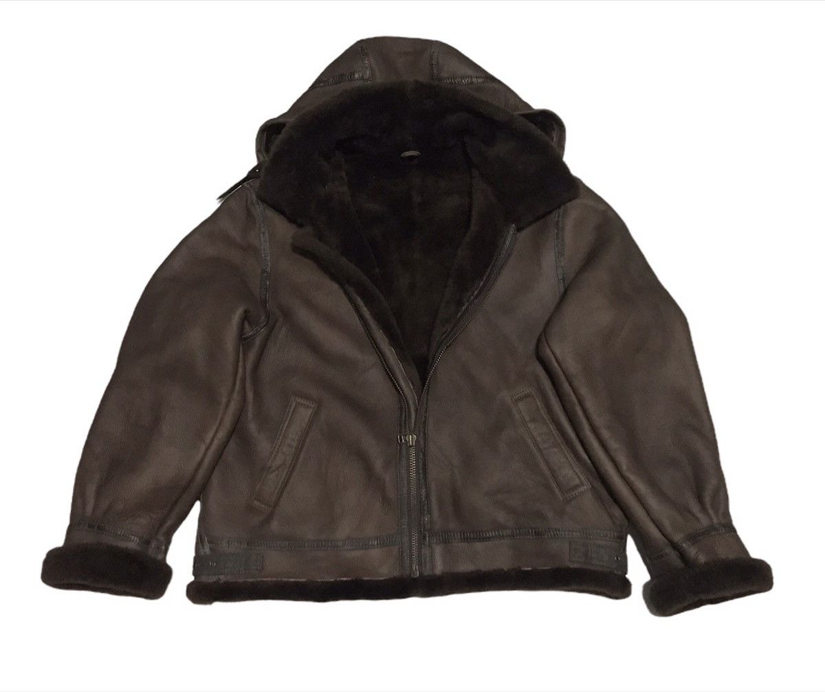 Genuine Leather Vintage Sheepskin Shearling Coat With Hoodie Size US L / EU 52-54 / 3 - 3 Thumbnail