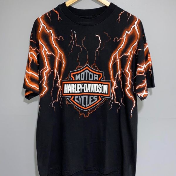 Vintage Harley Davidson thunder lightning vintage 90's 90s shirt