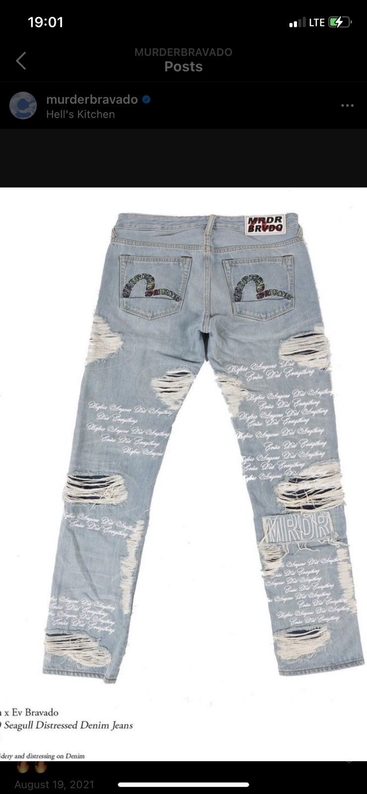 Ev Bravado × Evisu Evisu x Bravado Seagull Slim fit denim Ev Bravado × Evisu Evisu x Bravado Seagull Slim fit denim