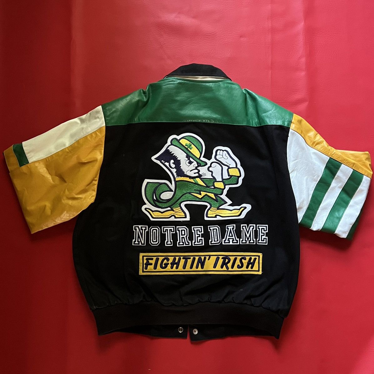 Vintage Notre Dame Fighting Irish outlet Black Wool Leather Varsity Jacket