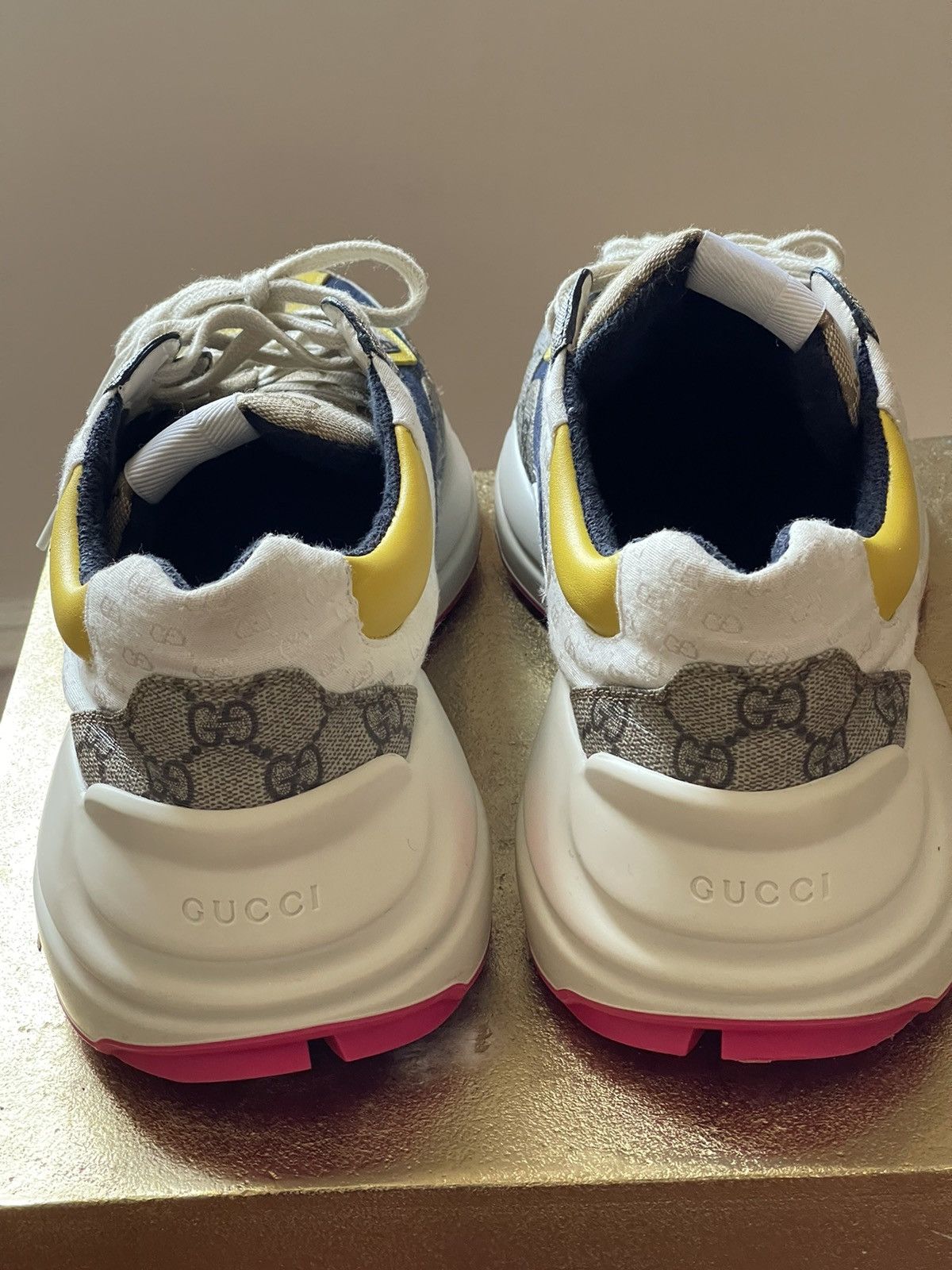 Gucci Gucci Rython Sneakers (Beige/Ebony) Size US 11 / EU 44 - 6 Thumbnail