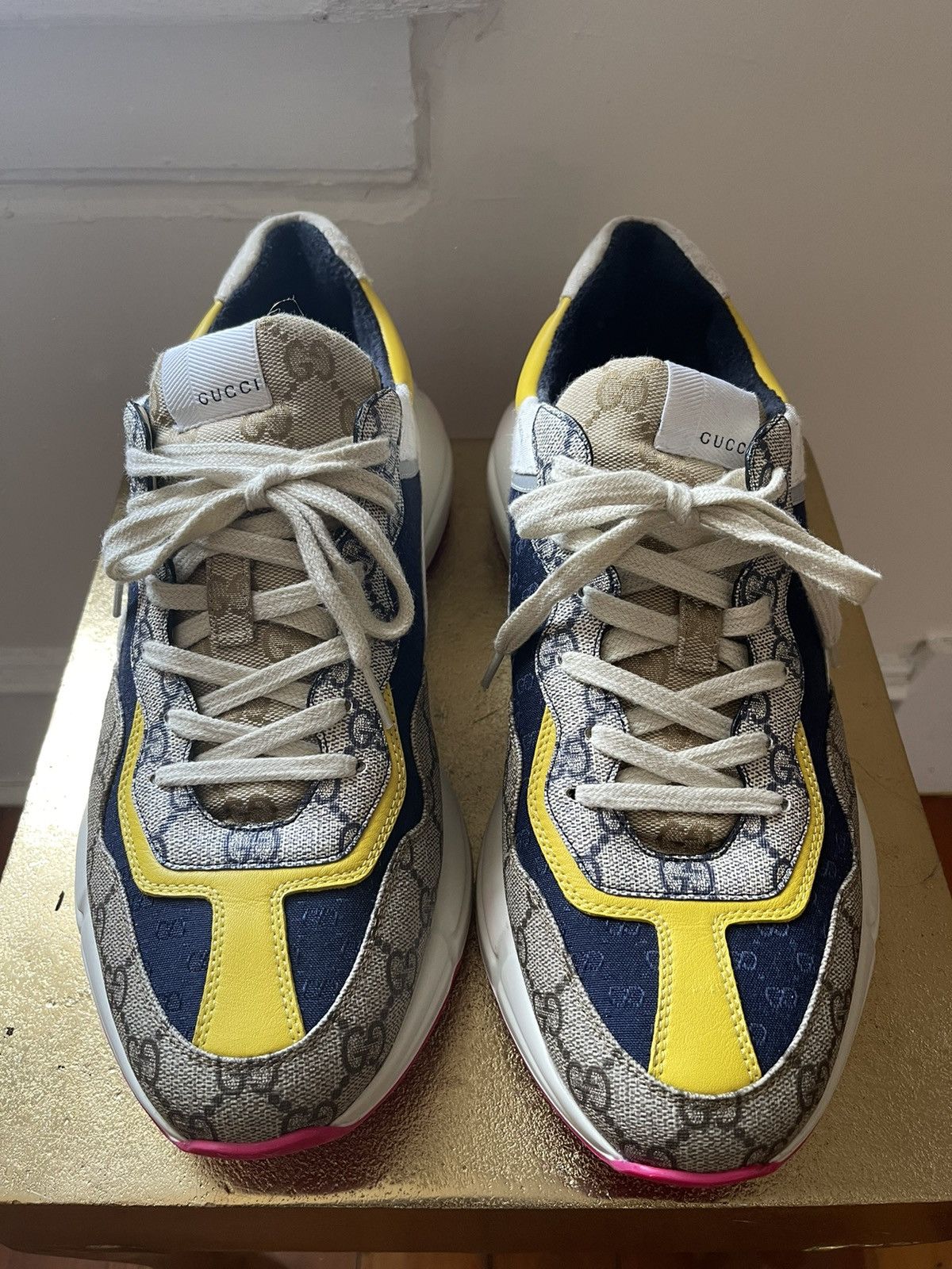 Gucci Gucci Rython Sneakers (Beige/Ebony) Size US 11 / EU 44 - 1 Thumbnail