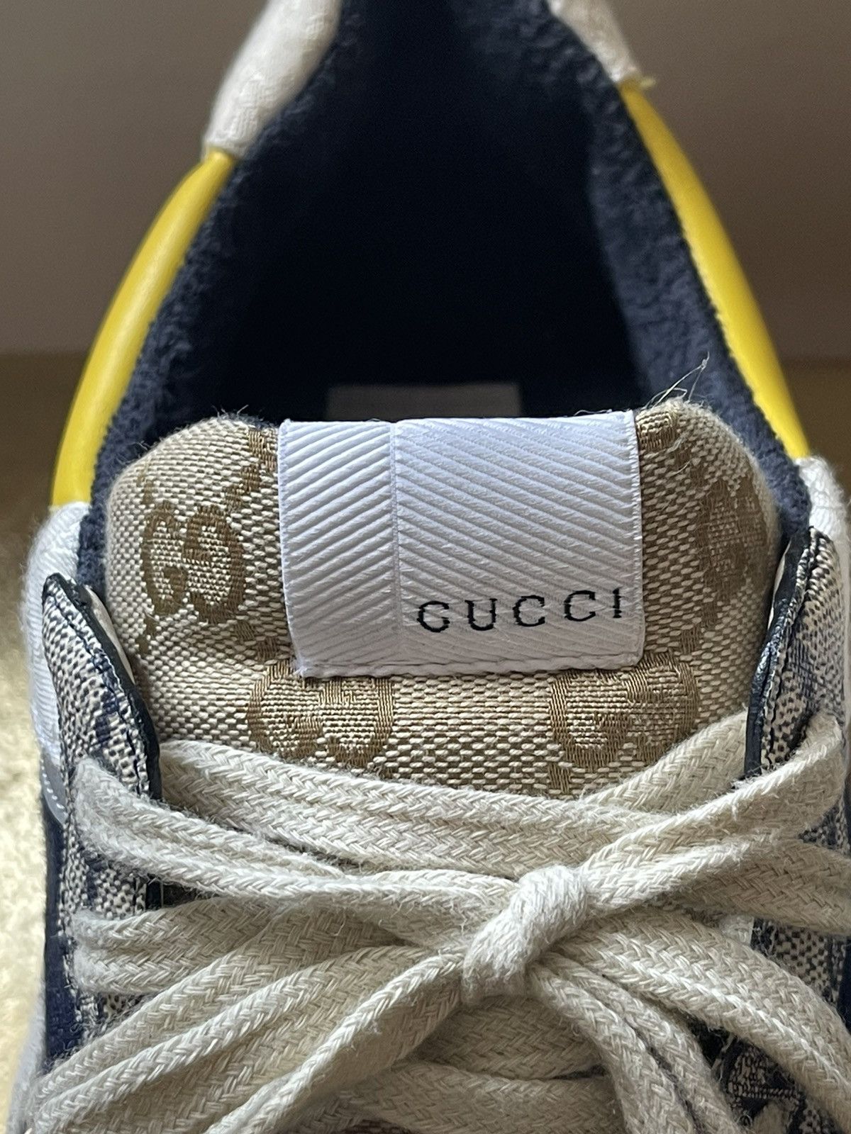 Gucci Gucci Rython Sneakers (Beige/Ebony) Size US 11 / EU 44 - 2 Thumbnail