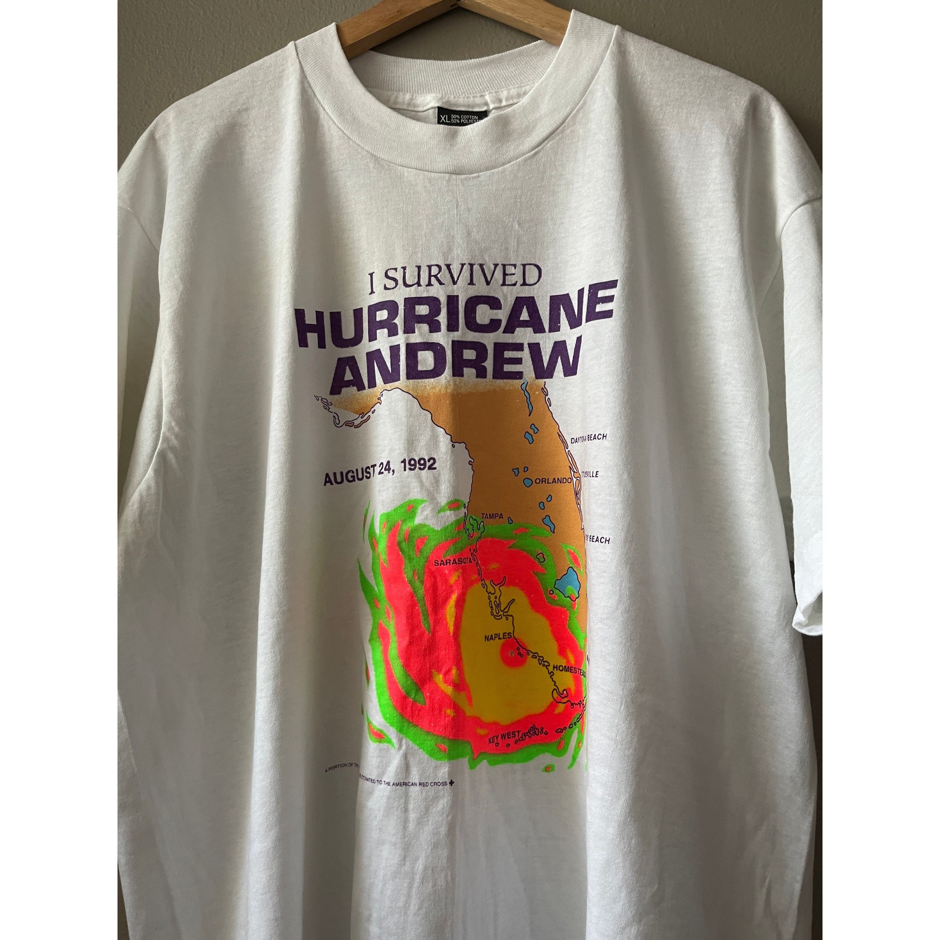 Vintage Vintage 1992 I Survived Hurricane Andrew Single Stitch Tee Size US XL / EU 56 / 4 - 2 Preview