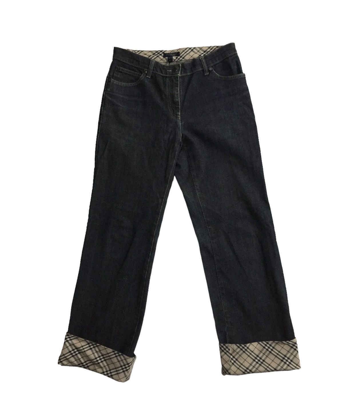 image of Burberry Nova Check Baggy Denim in Blue Black, Men's (Size 29)
