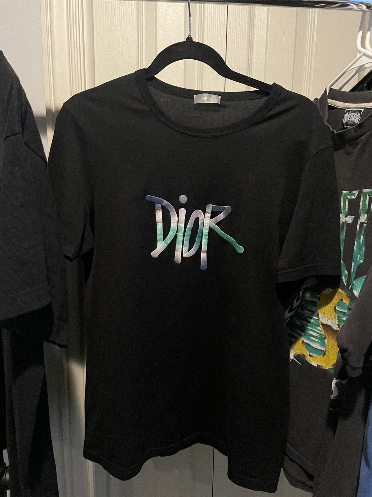 Dior Dior Homme Graffiti Logo T-Shirt Stussy Large | Grailed