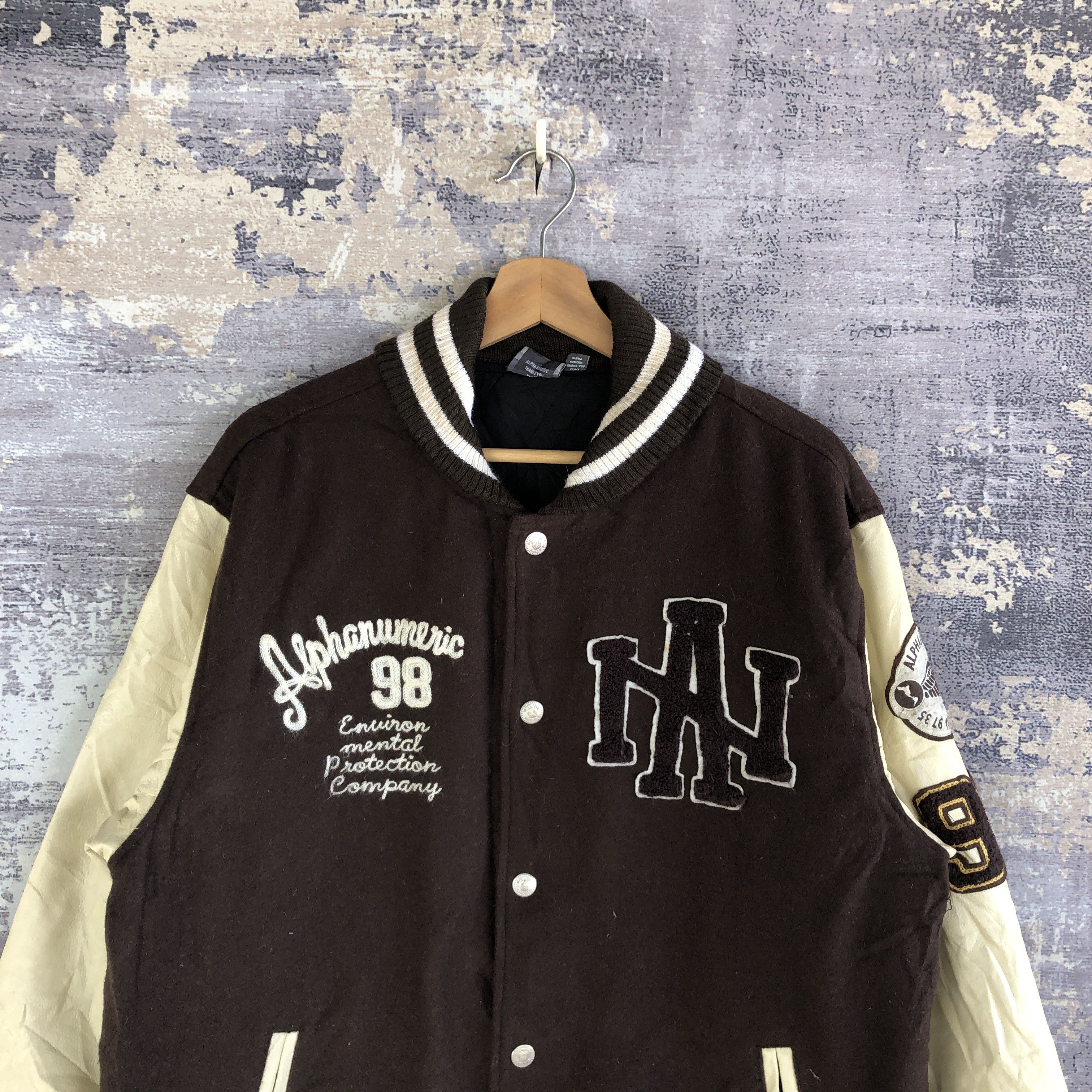 Japanese Brand × Vintage Alphanumeric Varsity Jacket Japanese Baseball Wool Jacket Size US L / EU 52-54 / 3 - 3 Thumbnail
