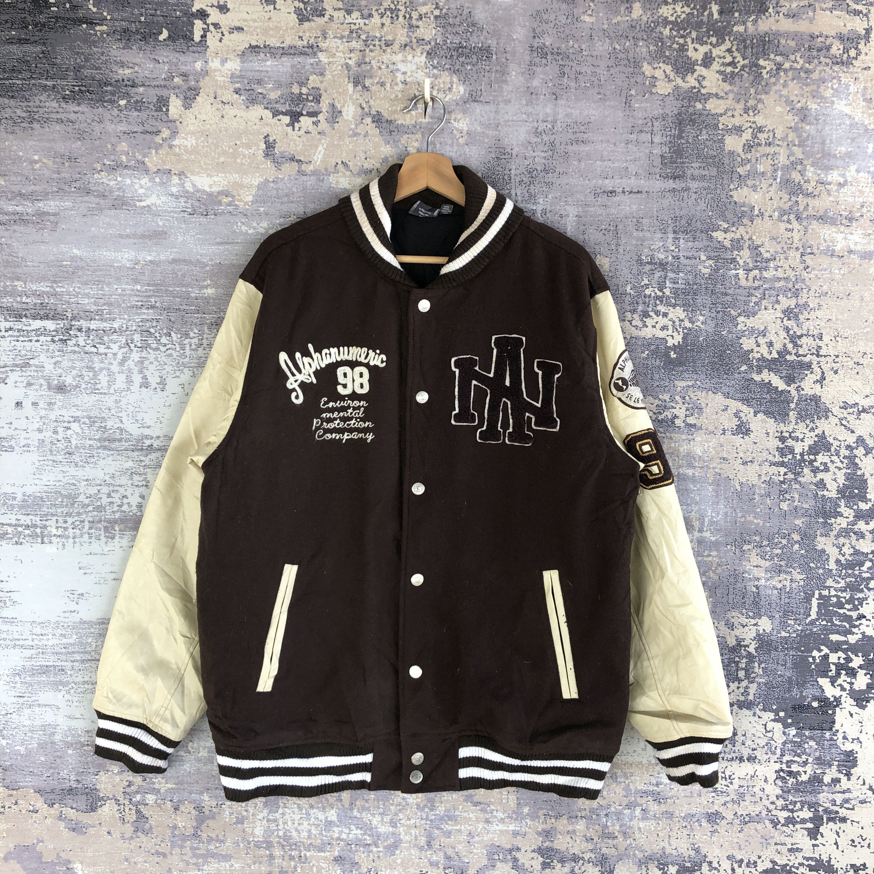 Japanese Brand × Vintage Alphanumeric Varsity Jacket Japanese Baseball Wool Jacket Size US L / EU 52-54 / 3 - 1 Thumbnail
