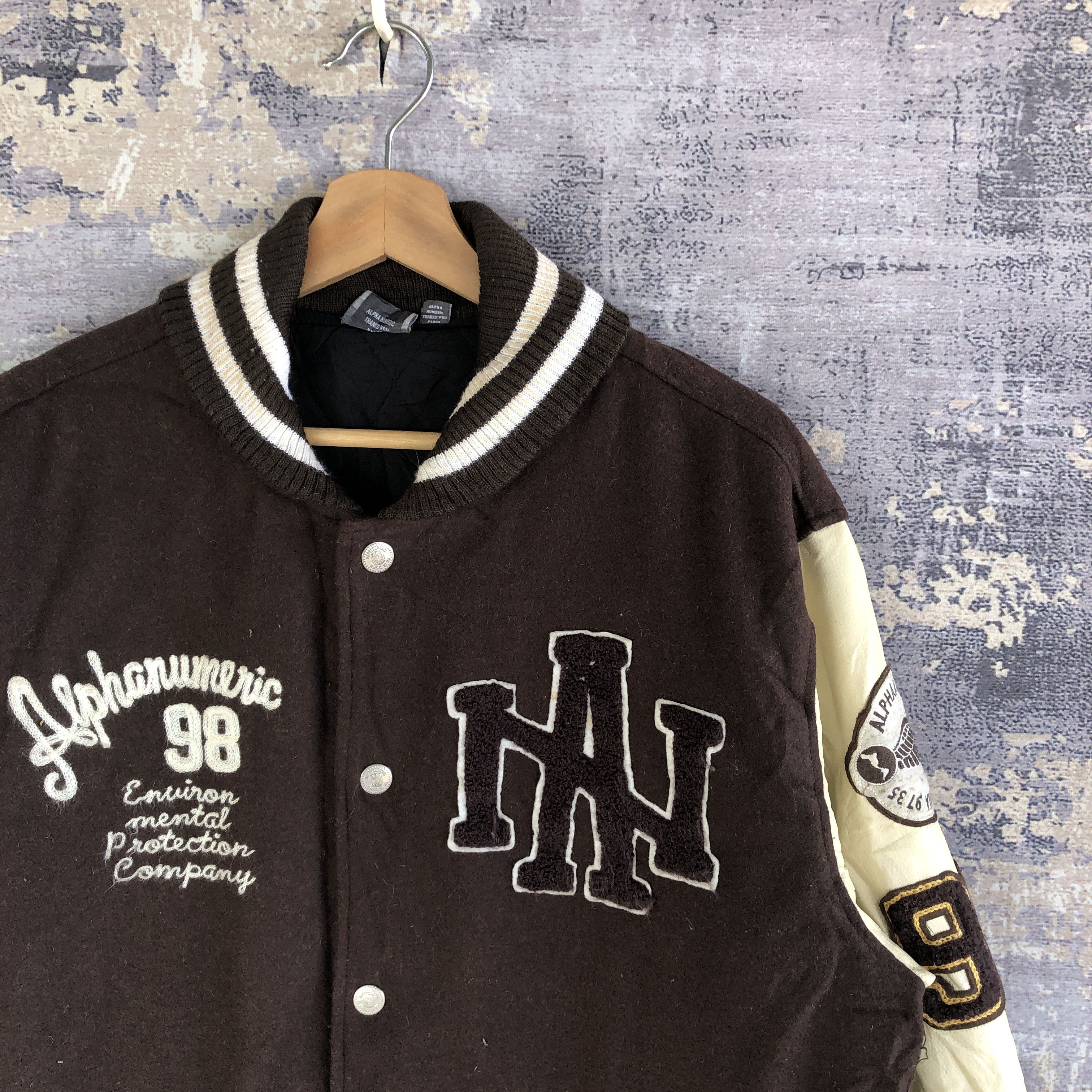 Japanese Brand × Vintage Alphanumeric Varsity Jacket Japanese Baseball Wool Jacket Size US L / EU 52-54 / 3 - 4 Thumbnail
