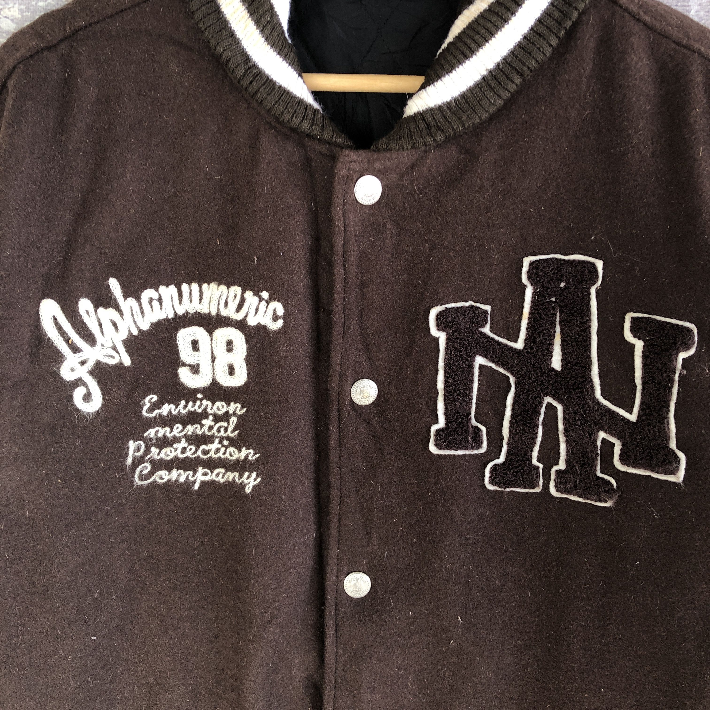 Japanese Brand × Vintage Alphanumeric Varsity Jacket Japanese Baseball Wool Jacket Size US L / EU 52-54 / 3 - 5 Thumbnail