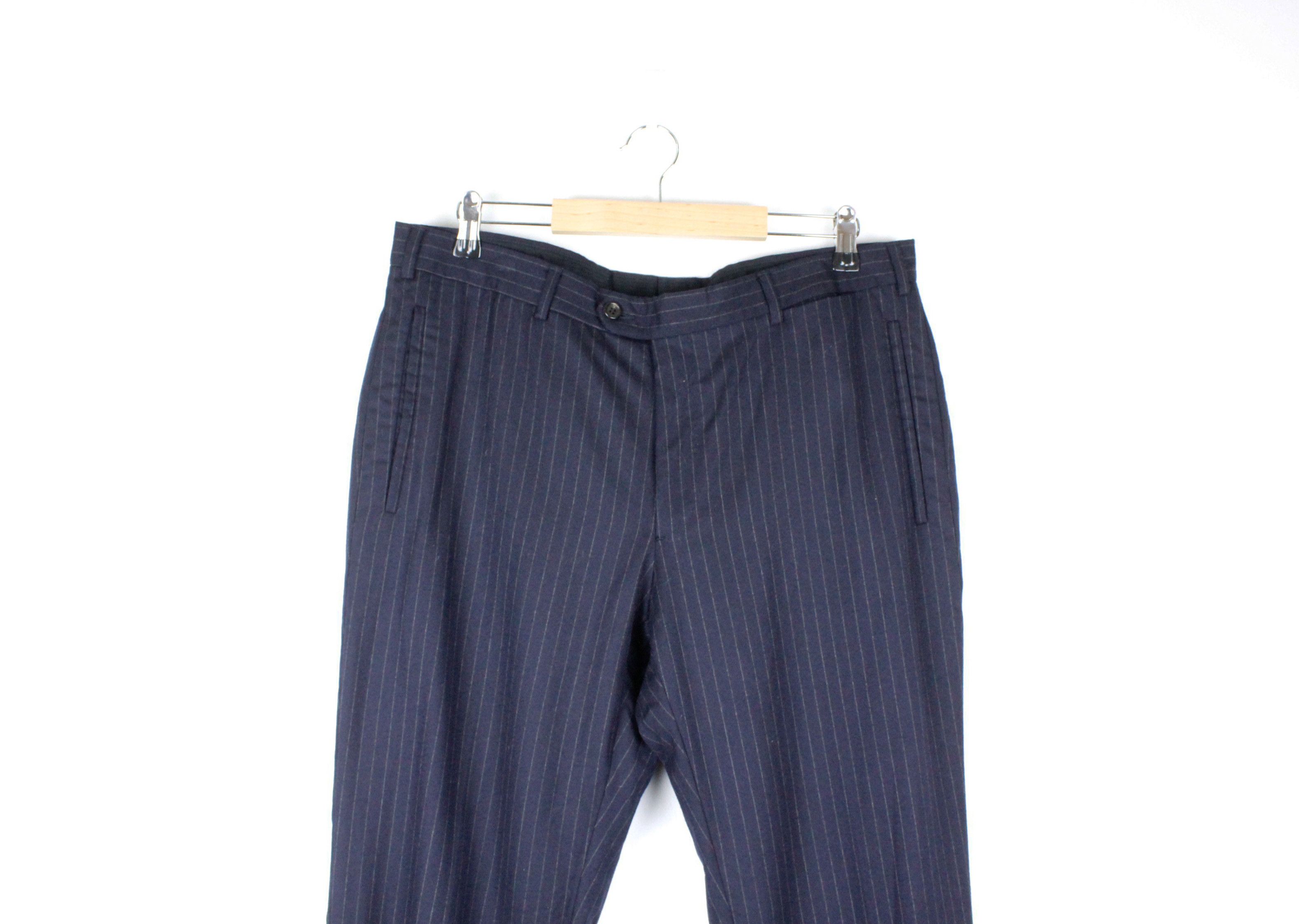 Prada Prada Dark Navy Classic Formal Wool Striped Pants Trousers Size US 36 / EU 52 - 2 Thumbnail