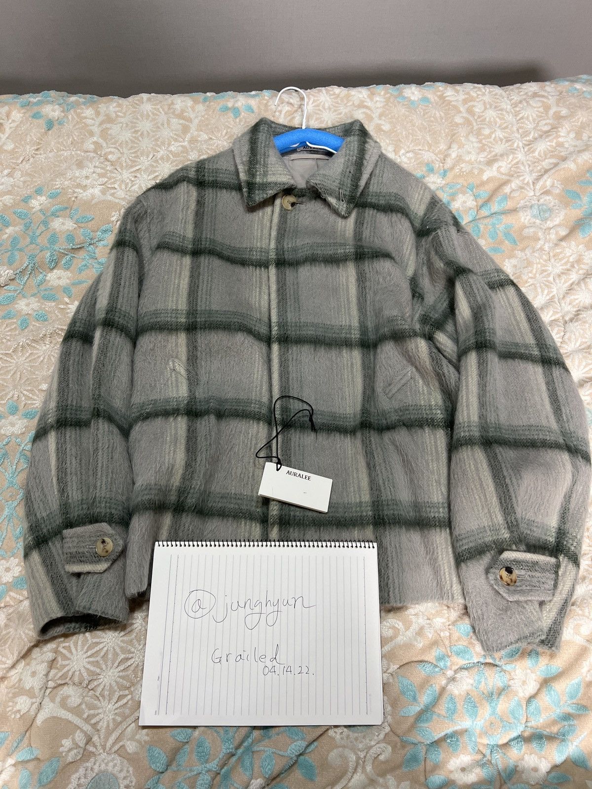 Auralee Auralee Suri Alpaca Shaggy Blouson - Gray Green Check | Grailed