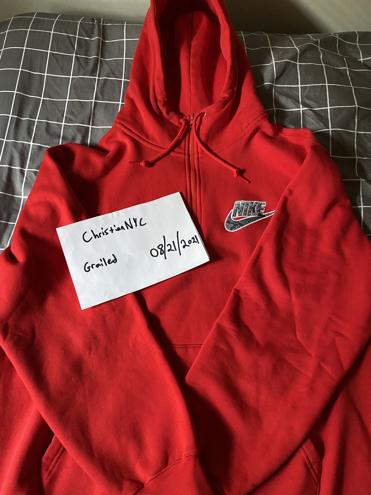 Supreme x Nike Half Zip Hooded Sweatshirt 'Red