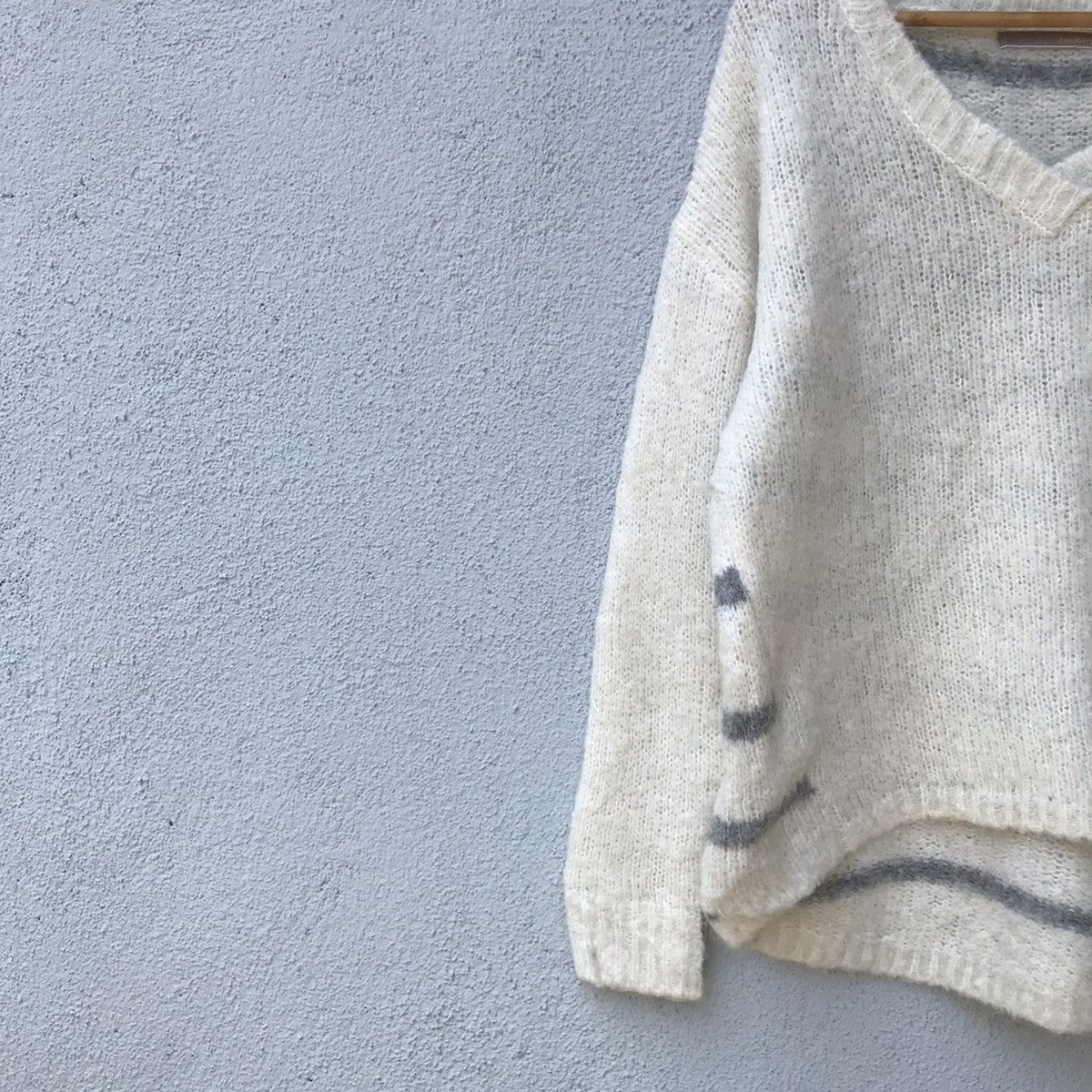 Aran Isles Knitwear AnnaKerry Shaggy Striped Pullover Mohair Knitwear Size US L / EU 52-54 / 3 - 4 Thumbnail