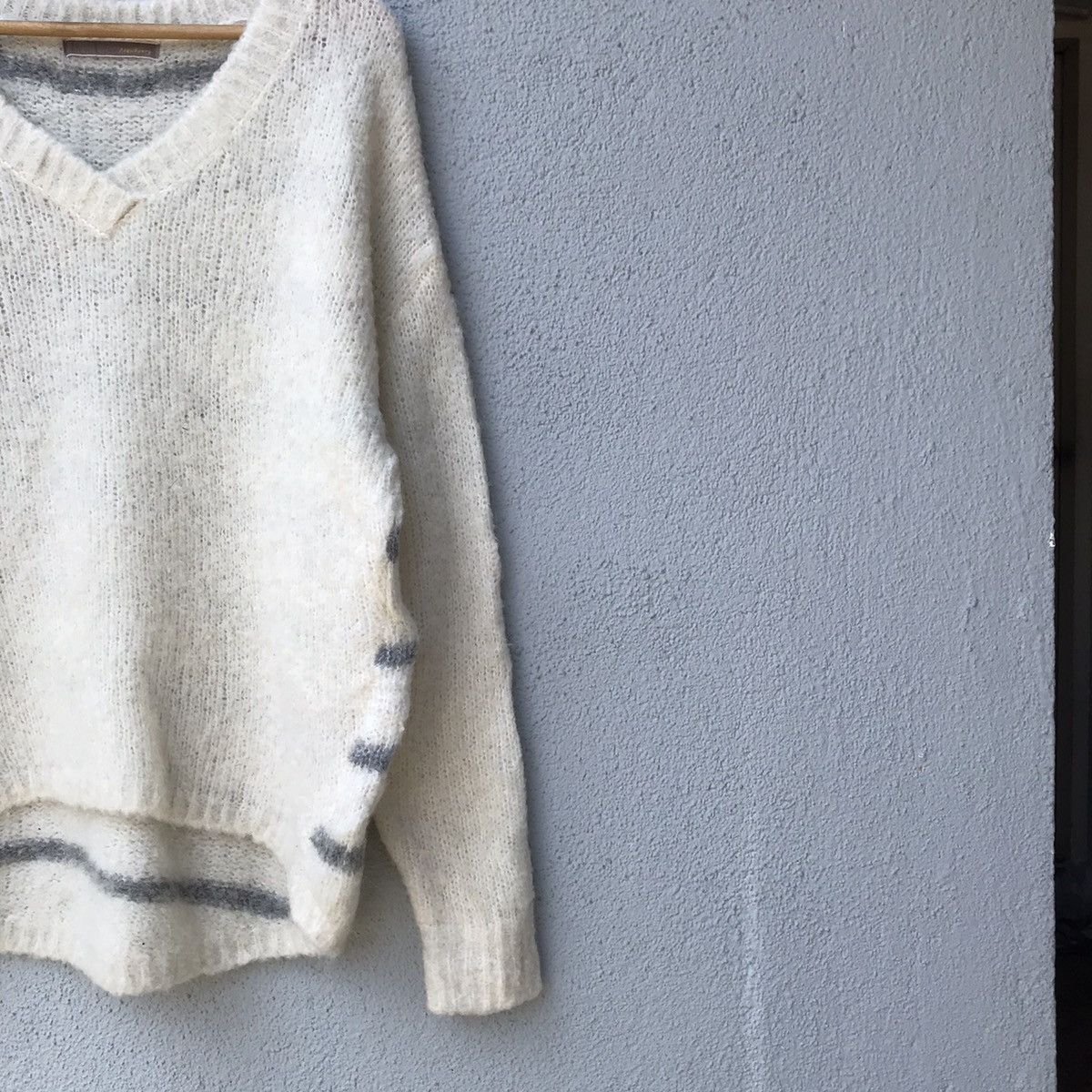 Aran Isles Knitwear AnnaKerry Shaggy Striped Pullover Mohair Knitwear Size US L / EU 52-54 / 3 - 5 Thumbnail