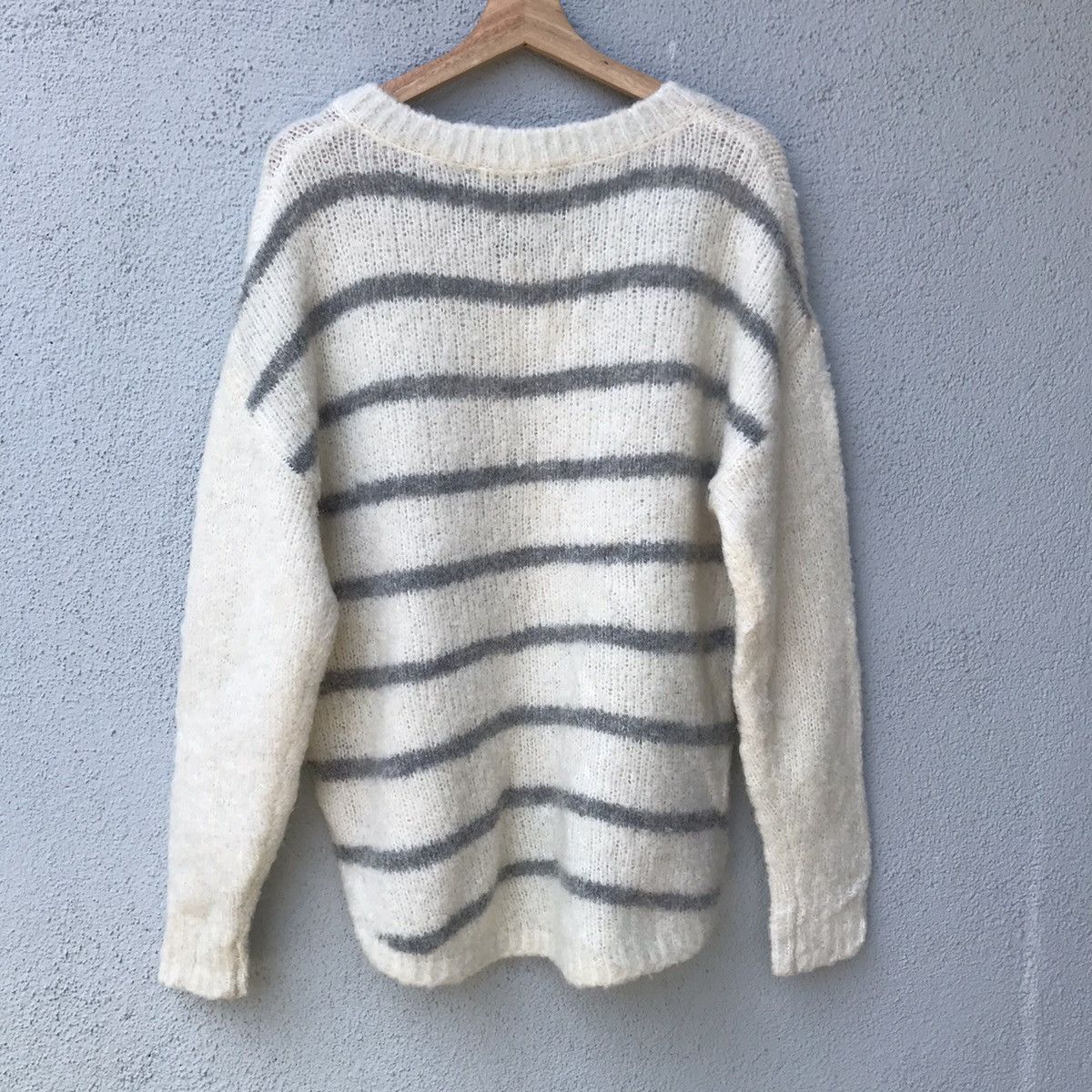 Aran Isles Knitwear AnnaKerry Shaggy Striped Pullover Mohair Knitwear Size US L / EU 52-54 / 3 - 10 Thumbnail