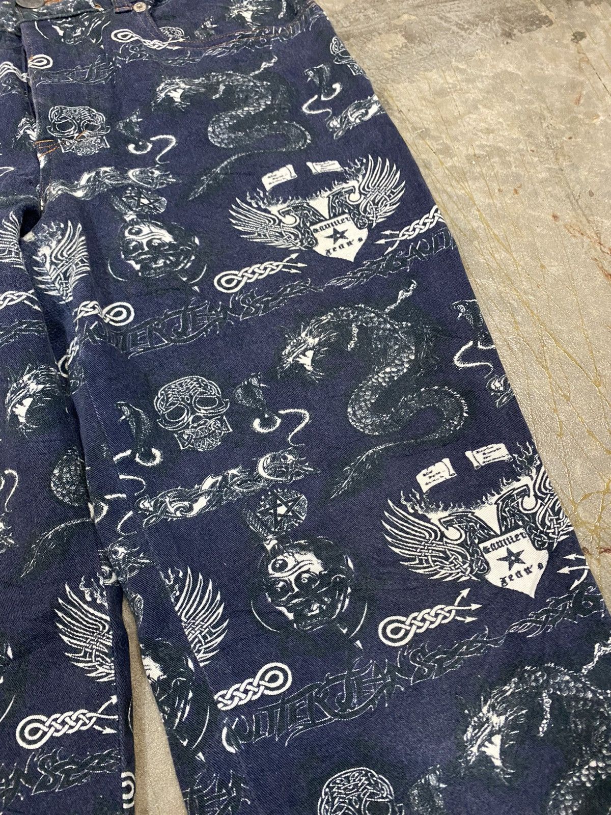 Jean Paul Gaultier AW96 Tatto Skull & Dragon crop Pants Size 28" / US 6 / IT 42 - 6 Thumbnail