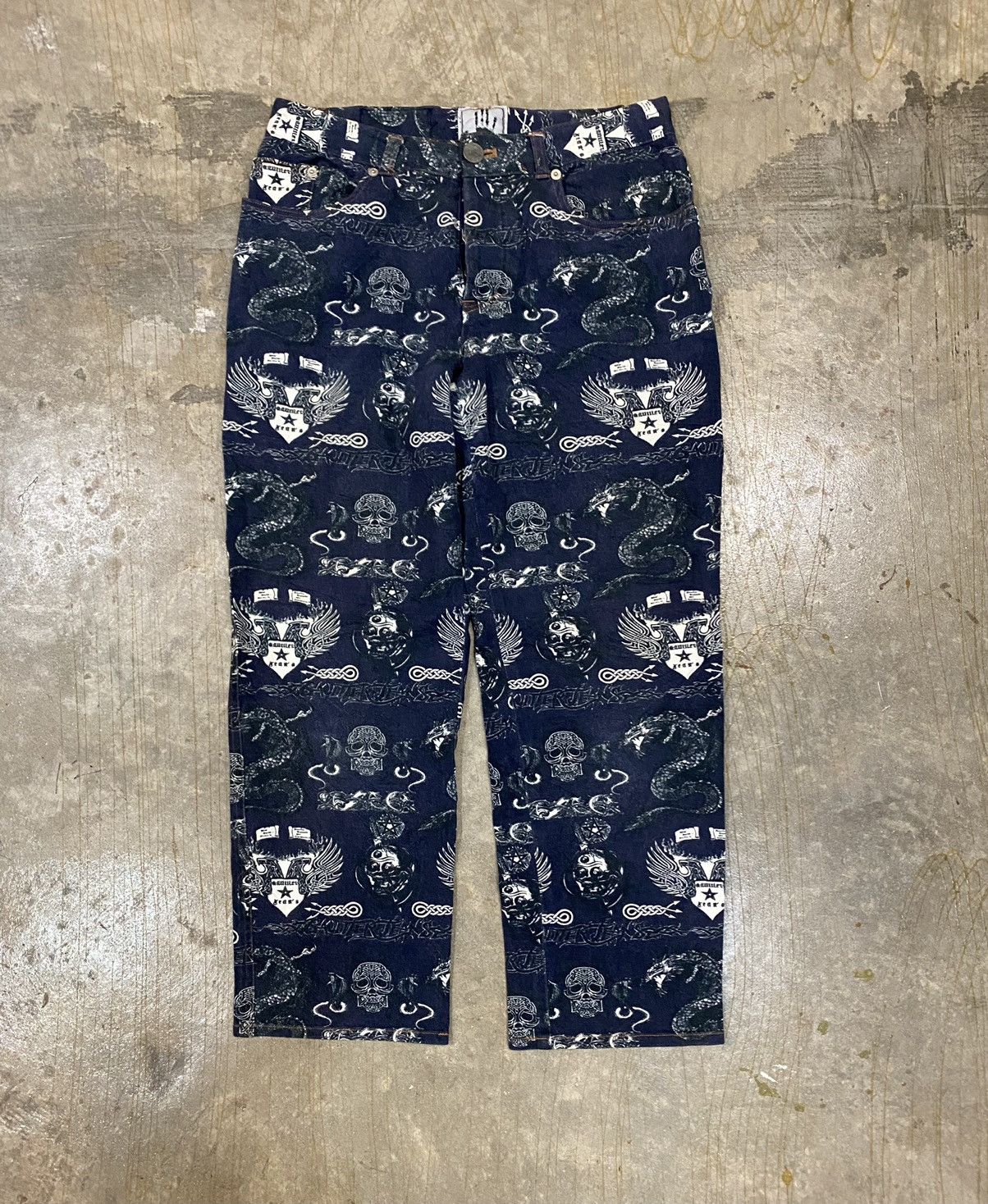 Jean Paul Gaultier AW96 Tatto Skull & Dragon crop Pants Size 28" / US 6 / IT 42 - 2 Thumbnail