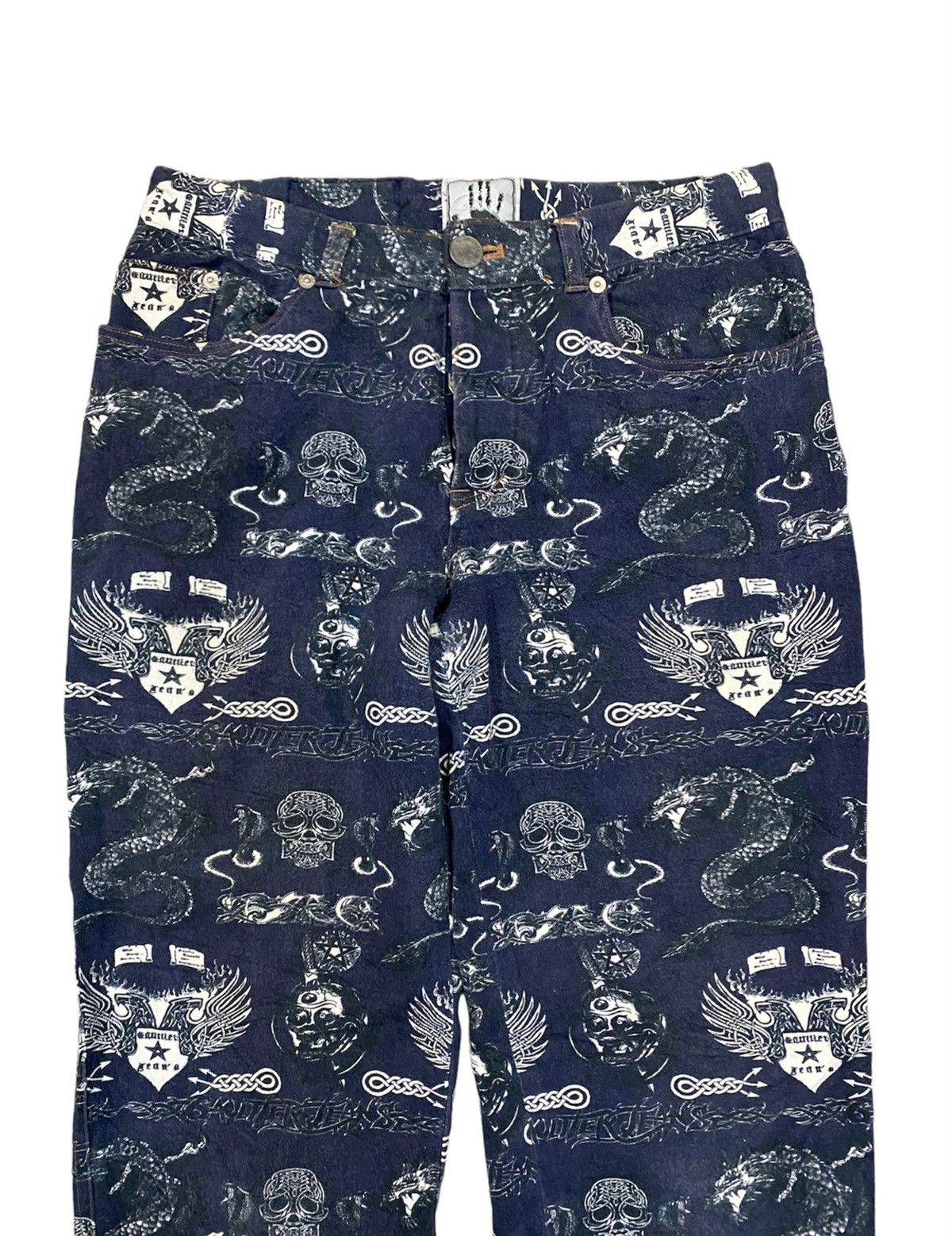 Jean Paul Gaultier AW96 Tatto Skull & Dragon crop Pants Size 28" / US 6 / IT 42 - 1 Thumbnail